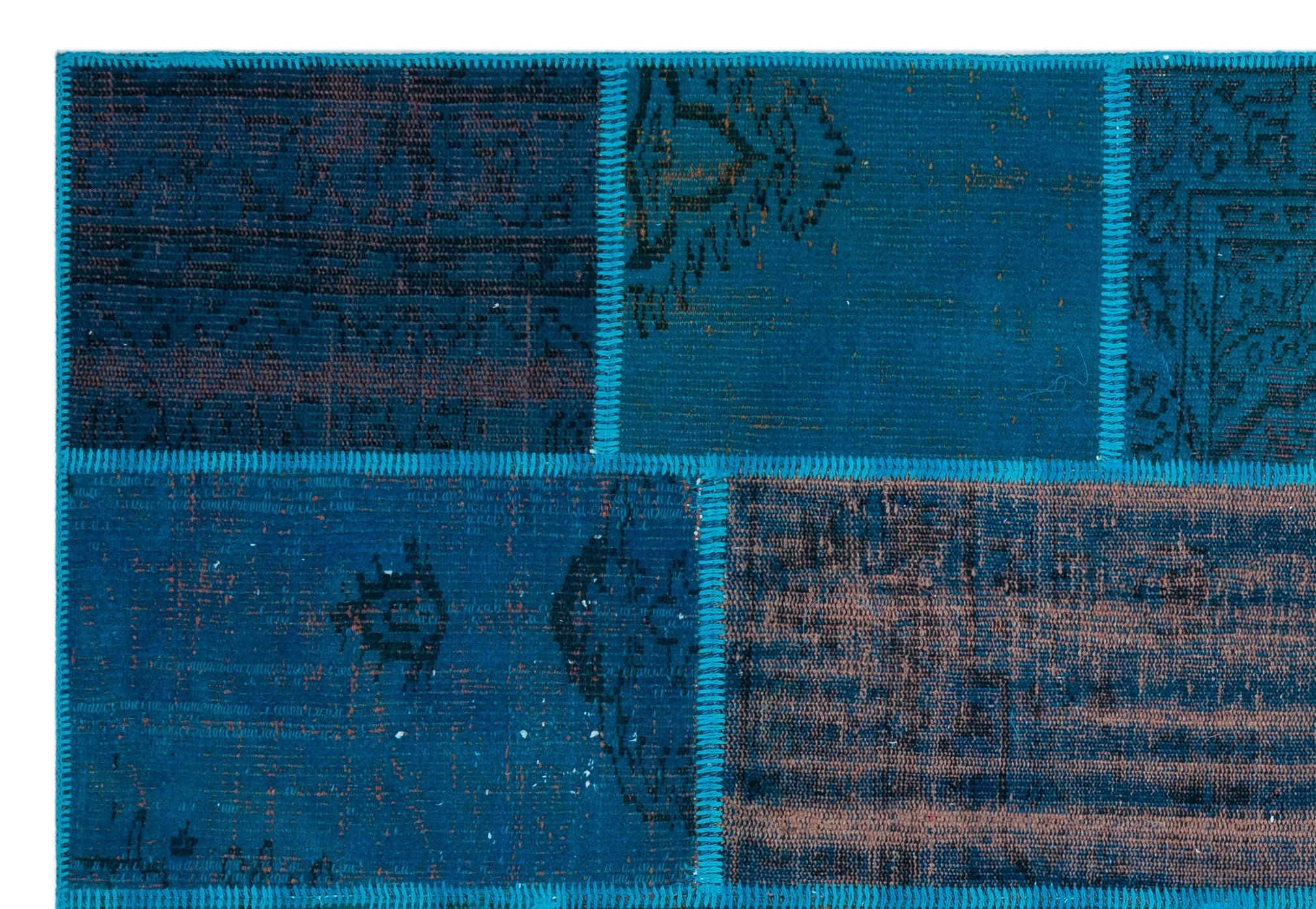 Iskece Turquoise Vintage Wool Handmade Area Rug 5'2" x 7'7"