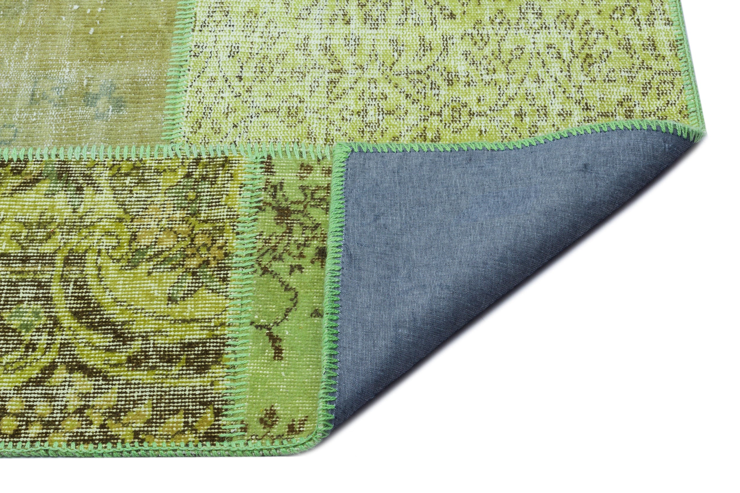 Iskece 26422 Green Vintage Wool Handmade Area Rug 5'3" x 7'7"