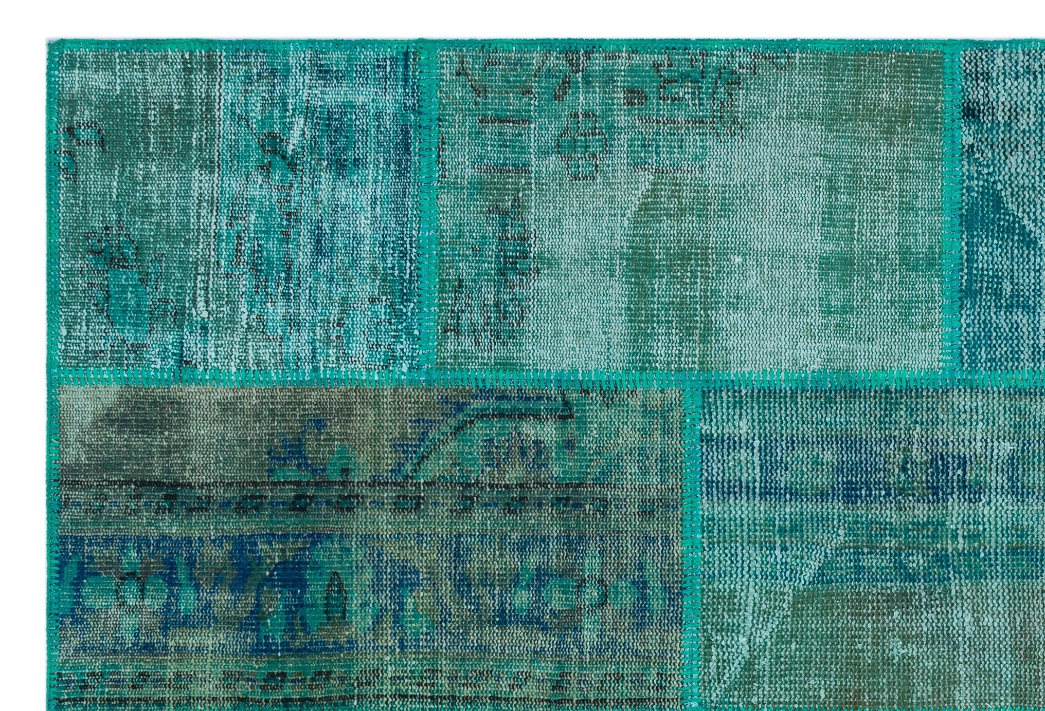 Iskece Turquoise Vintage Wool Handmade Area Rug 5'1" x 7'7"