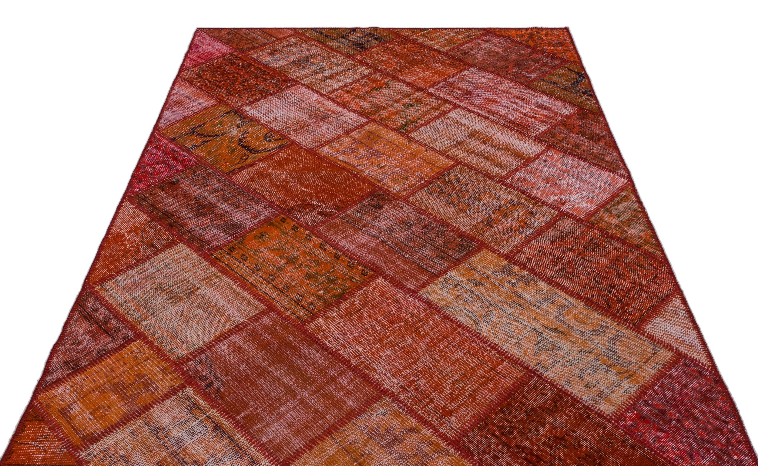 Iskece 26457 Orange Vintage Wool Handmade Area Rug 5'3" x 7'7"