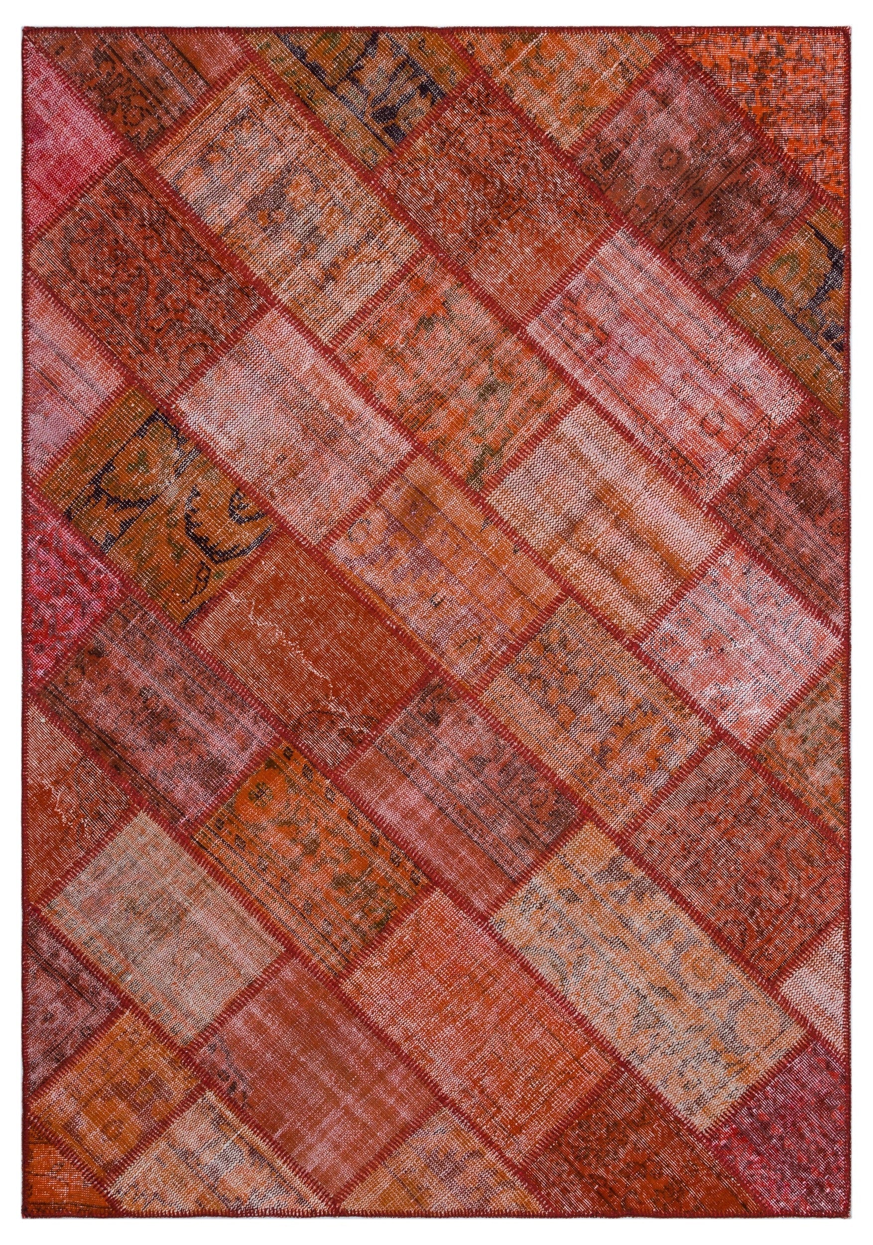 Iskece 26457 Orange Vintage Wool Handmade Area Rug 5'3" x 7'7"