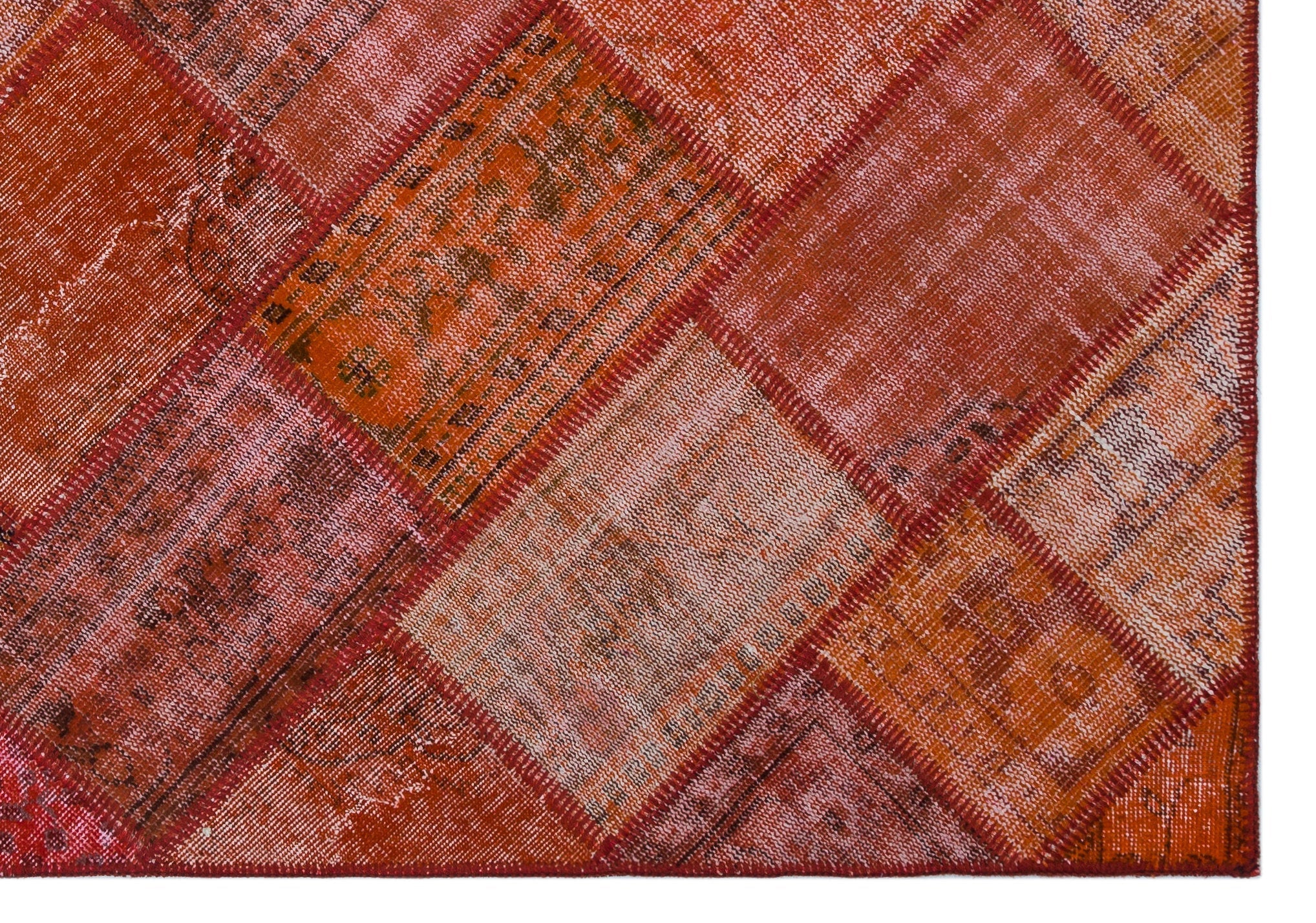 Iskece 26457 Orange Vintage Wool Handmade Area Rug 5'3" x 7'7"