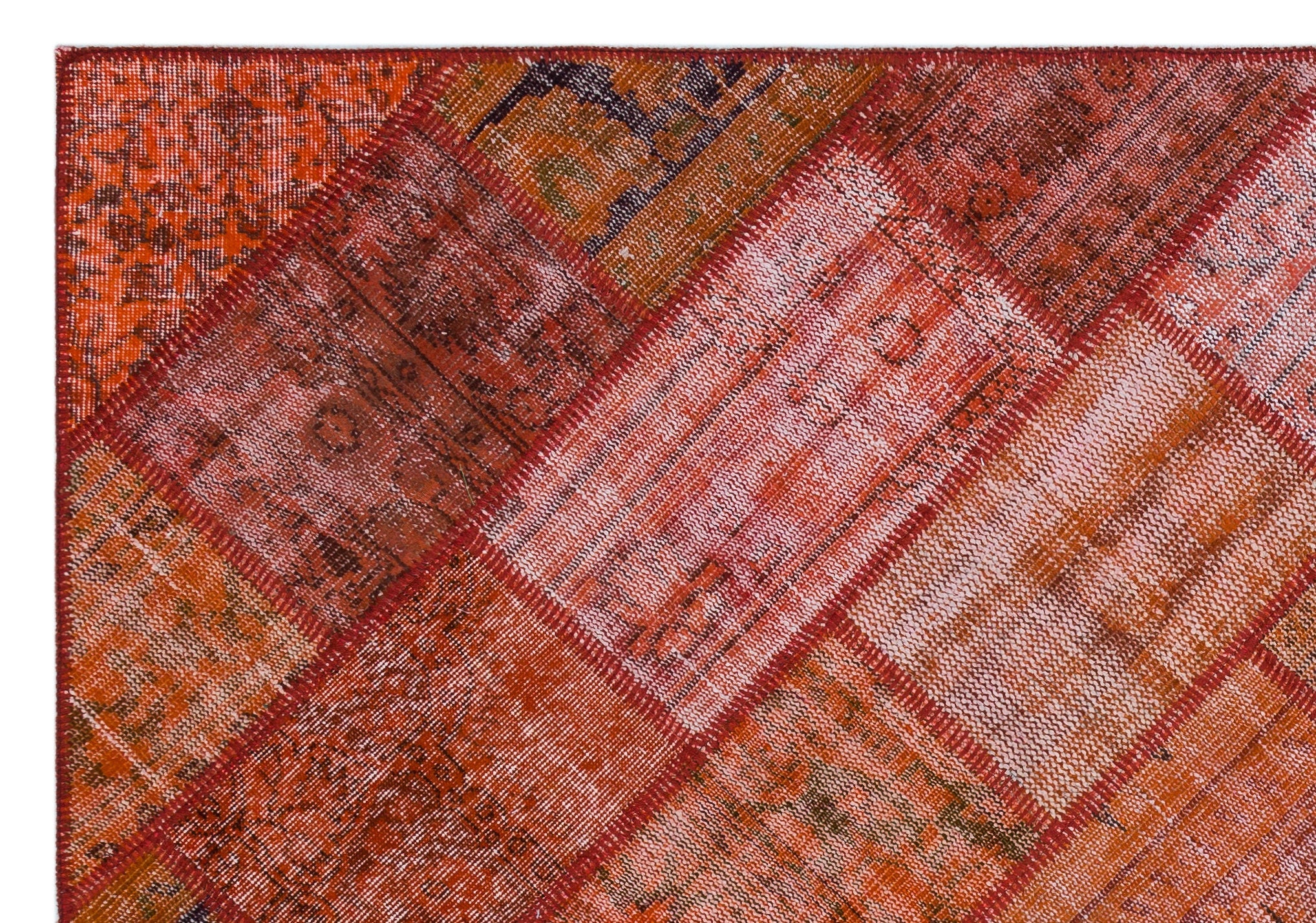 Iskece 26457 Orange Vintage Wool Handmade Area Rug 5'3" x 7'7"