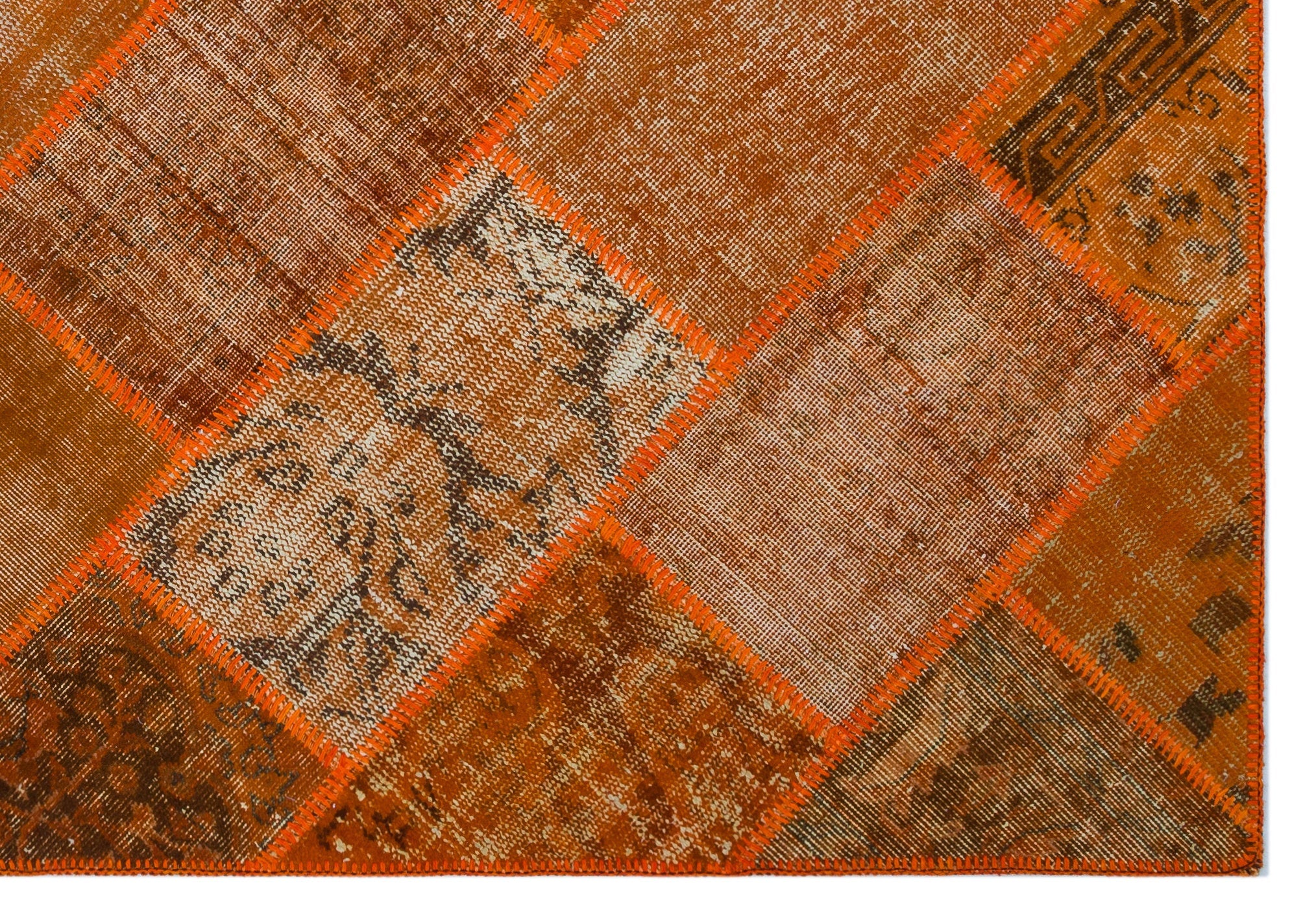 Iskece 26482 Orange Vintage Wool Handmade Area Rug 5'3" x 7'7"