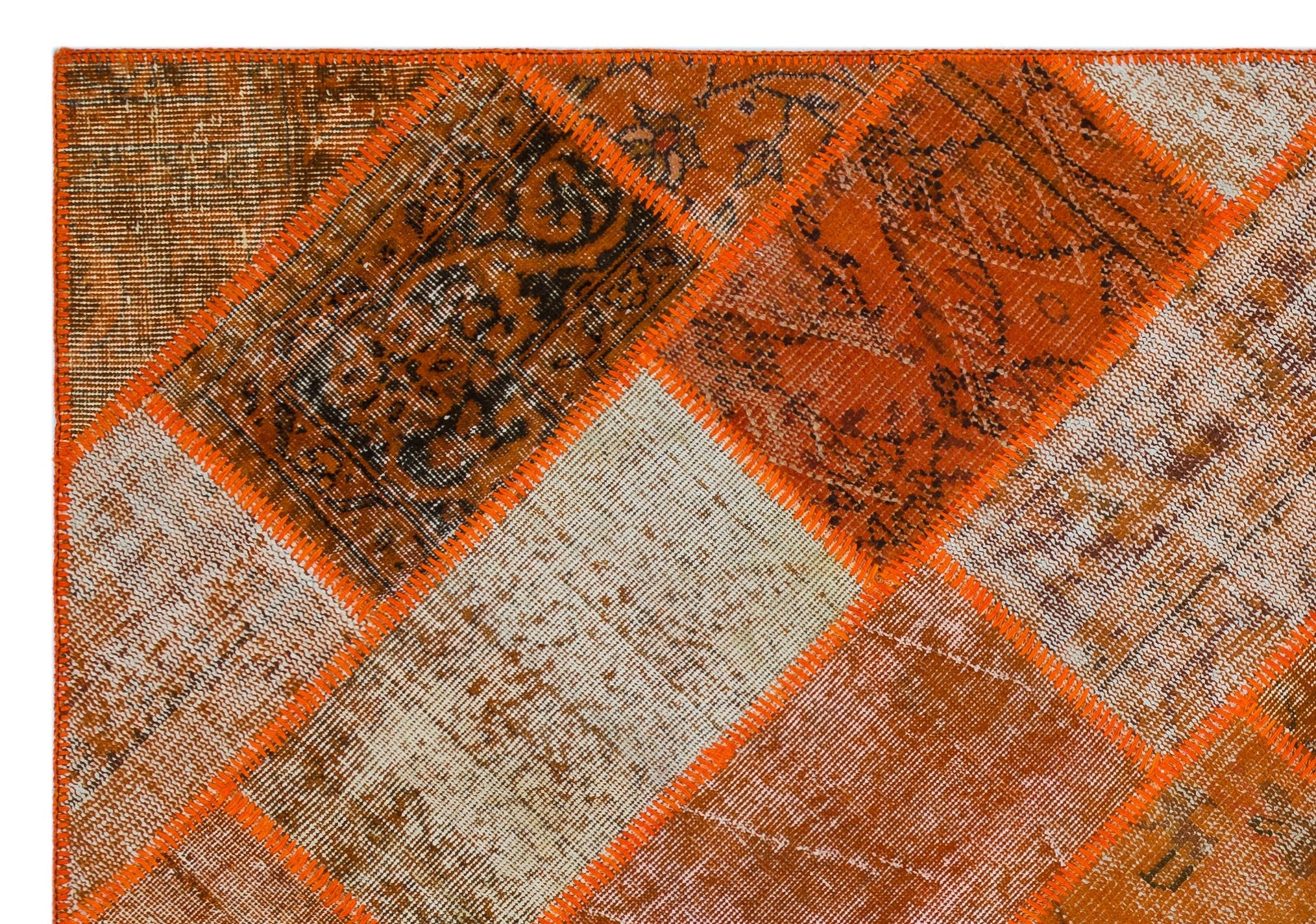 Iskece 26482 Orange Vintage Wool Handmade Area Rug 5'3" x 7'7"