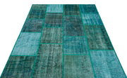 Iskece 26540 Turquoise Patchwork Wool Handmade Area Rug 5'2" x 7'7"