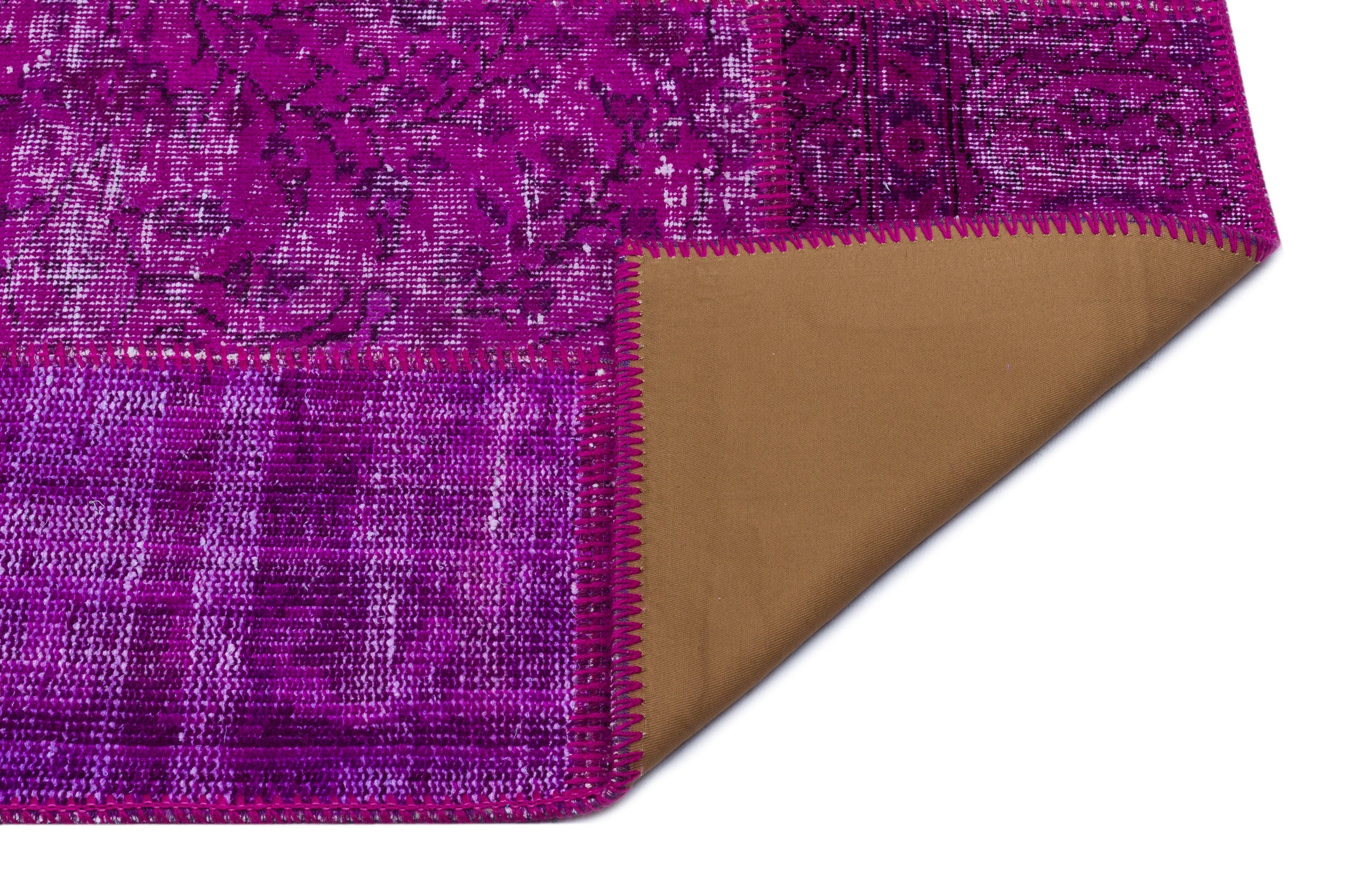 Iskece 26544 Pink Patchwork Wool Handmade Area Rug 3'11" x 5'11"