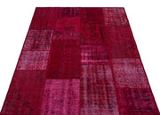 Iskece 26562 Red Patchwork Wool Handmade Area Rug 3'11" x 5'11"