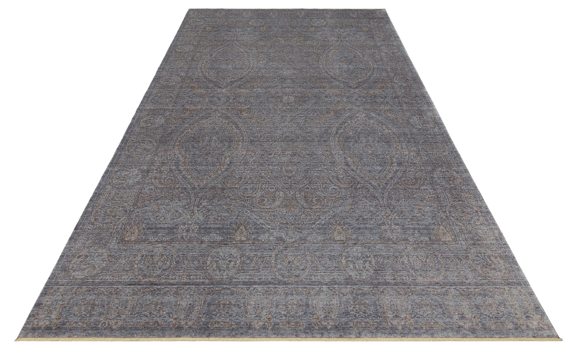 Vintage Ushak Rug - Handmade Overdyed Grey Area Rug | Soft Texture, Dust Free