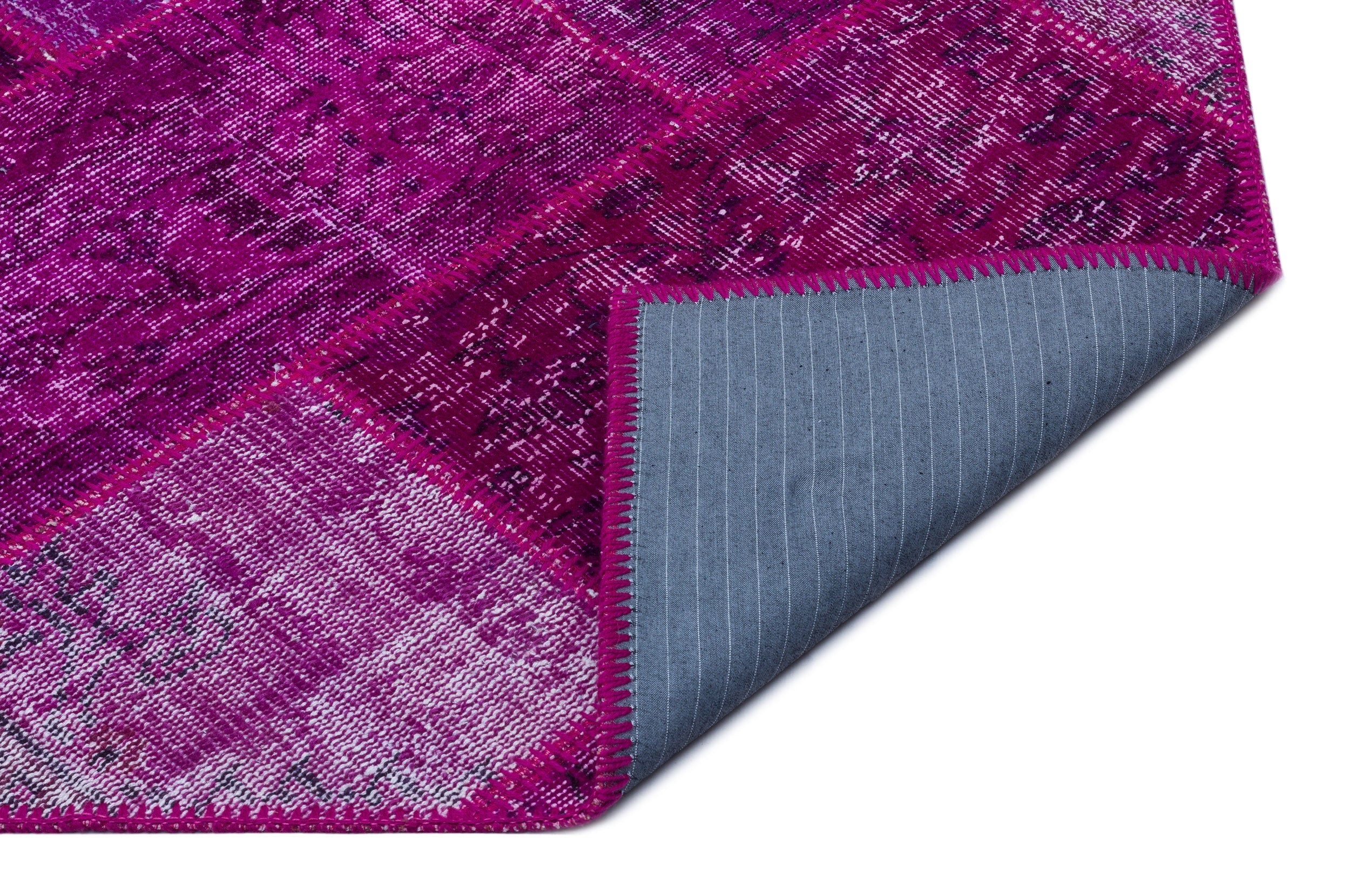 Iskece 26604 Pink Patchwork Wool Handmade Area Rug 3'11" x 5'11"