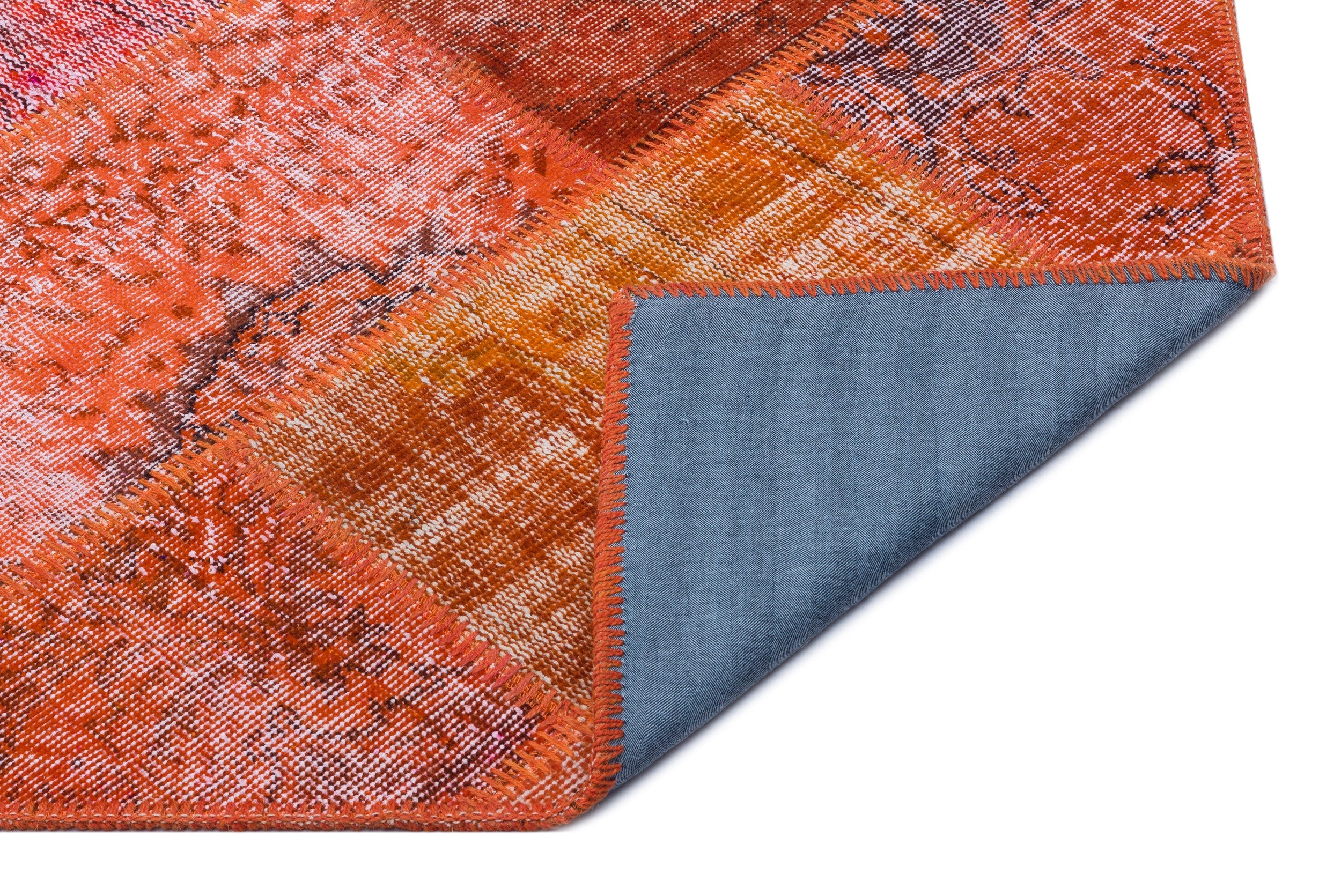 Iskece 26624 Red Patchwork Wool Handmade Area Rug 3'11" x 5'11"