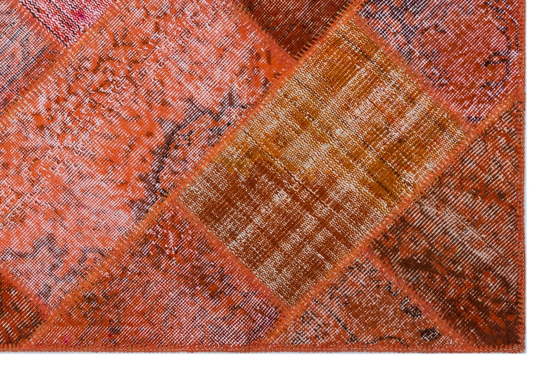 Iskece 26624 Red Patchwork Wool Handmade Area Rug 3'11" x 5'11"