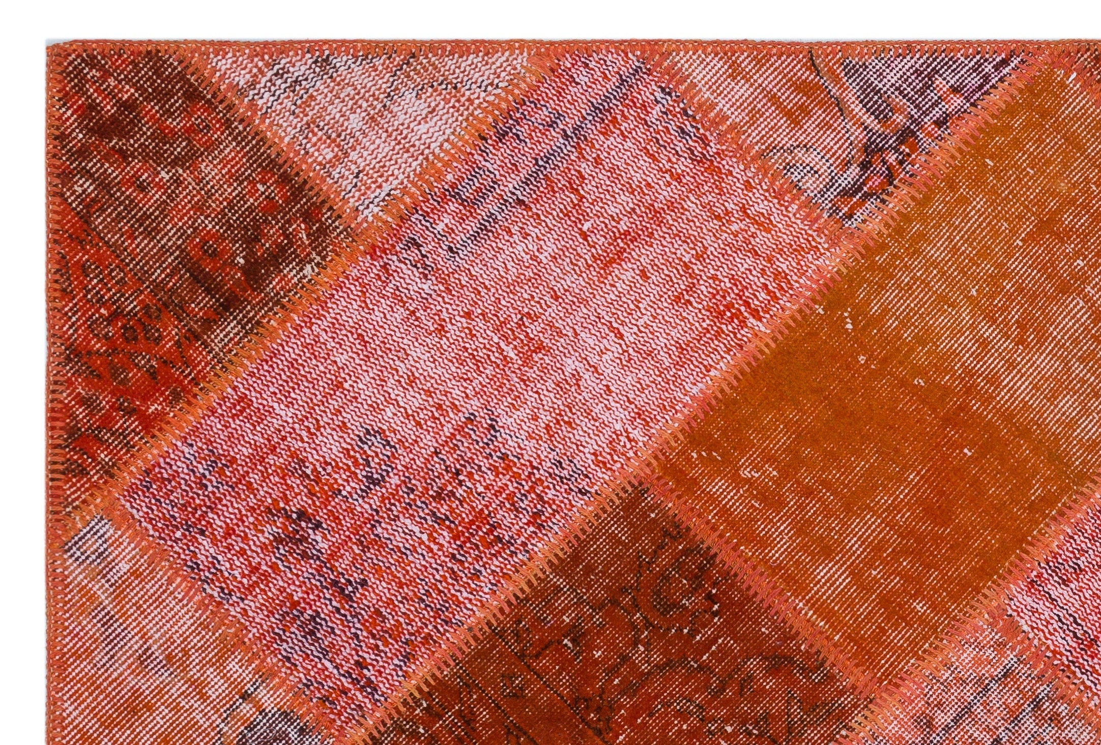 Iskece 26624 Red Patchwork Wool Handmade Area Rug 3'11" x 5'11"
