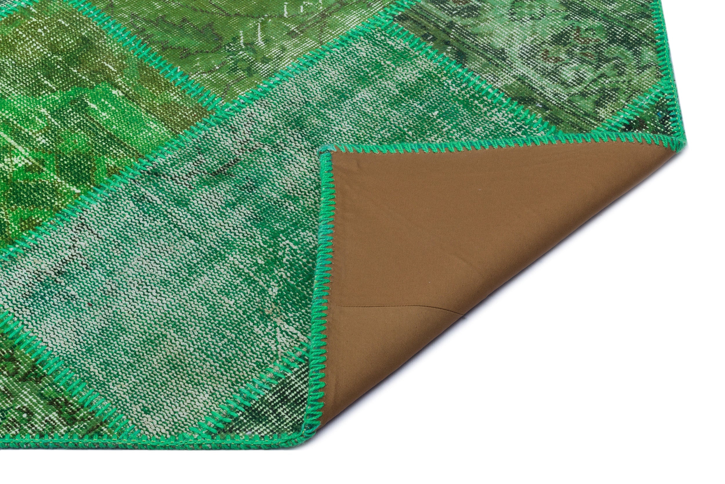 Iskece 26637 Green Vintage Wool Handmade Area Rug 3'11" x 5'11"