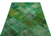 Iskece 26637 Green Vintage Wool Handmade Area Rug 3'11" x 5'11"