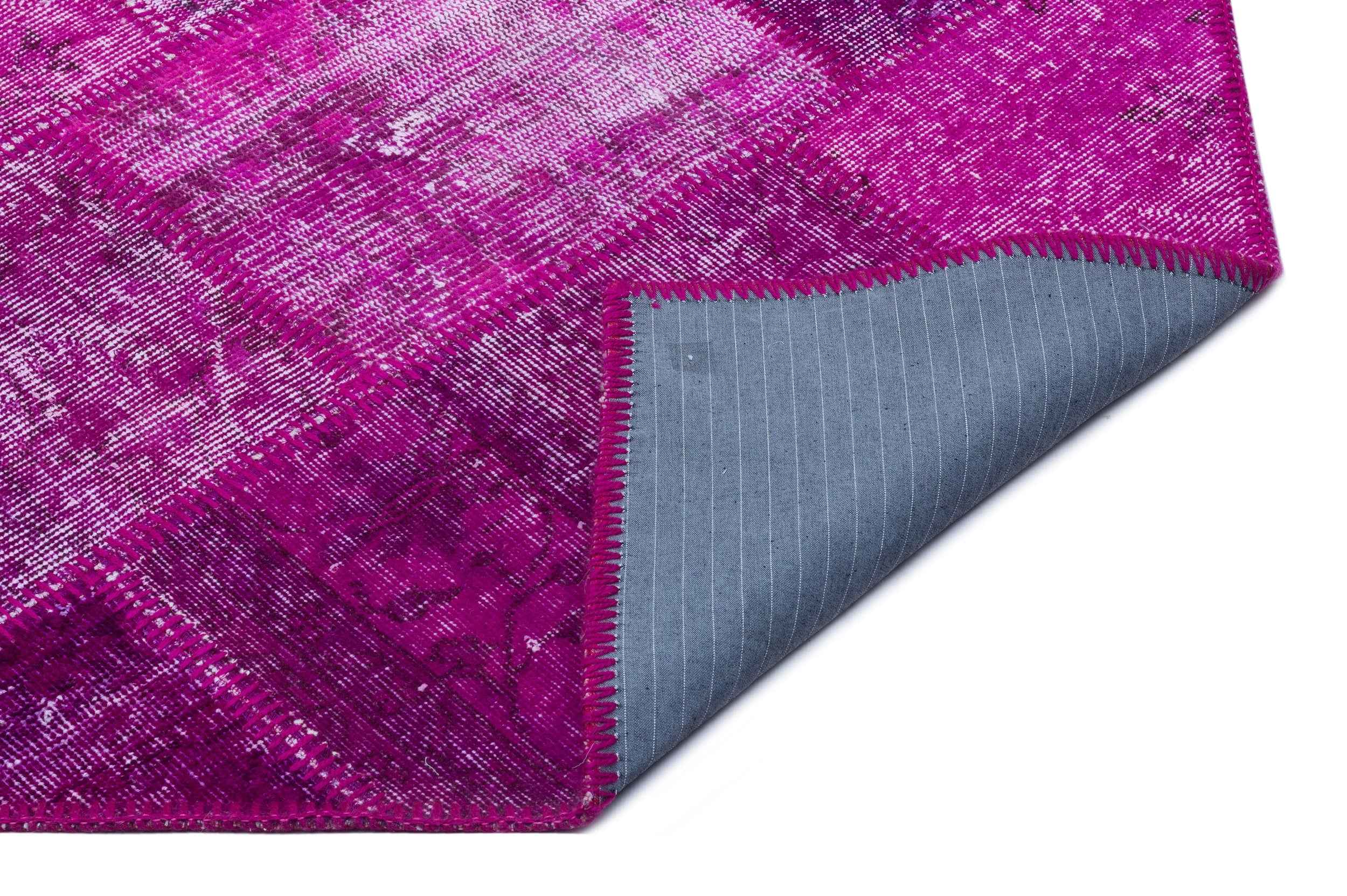 Iskece 26644 Pink Patchwork Wool Handmade Area Rug 3'11" x 5'11"