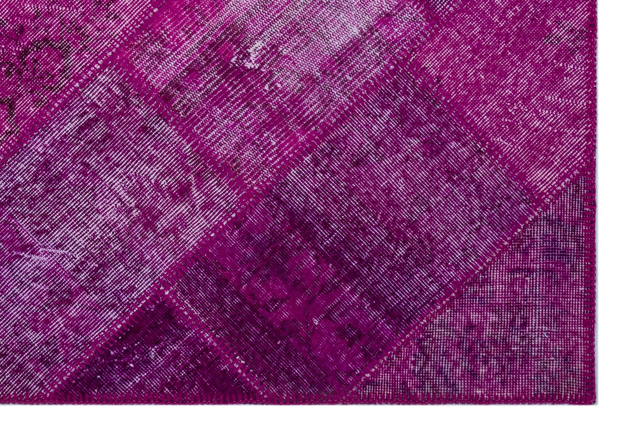 Iskece 26644 Pink Patchwork Wool Handmade Area Rug 3'11" x 5'11"
