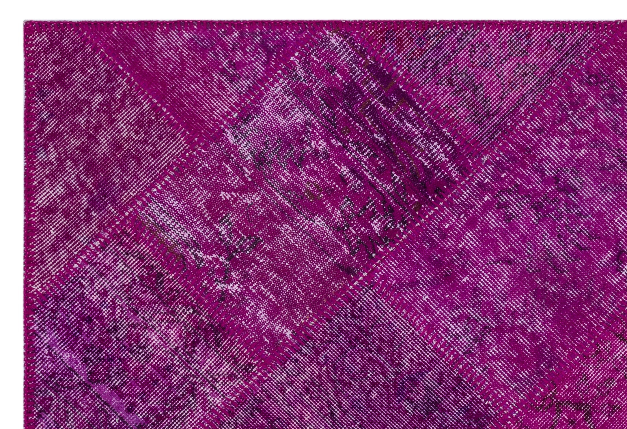 Iskece 26644 Pink Patchwork Wool Handmade Area Rug 3'11" x 5'11"