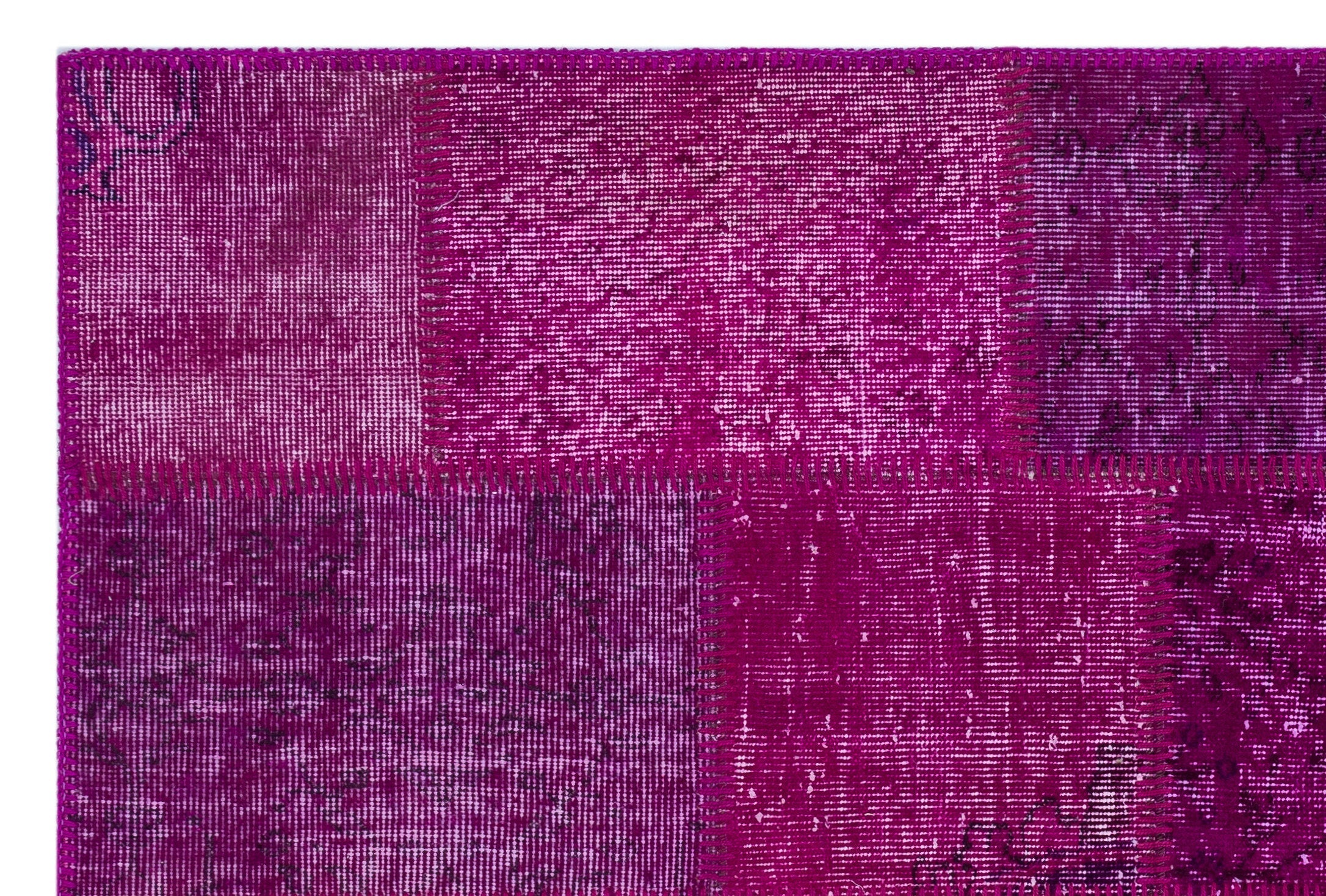 Iskece 26657 Pink Patchwork Wool Handmade Area Rug 3'11" x 5'11"