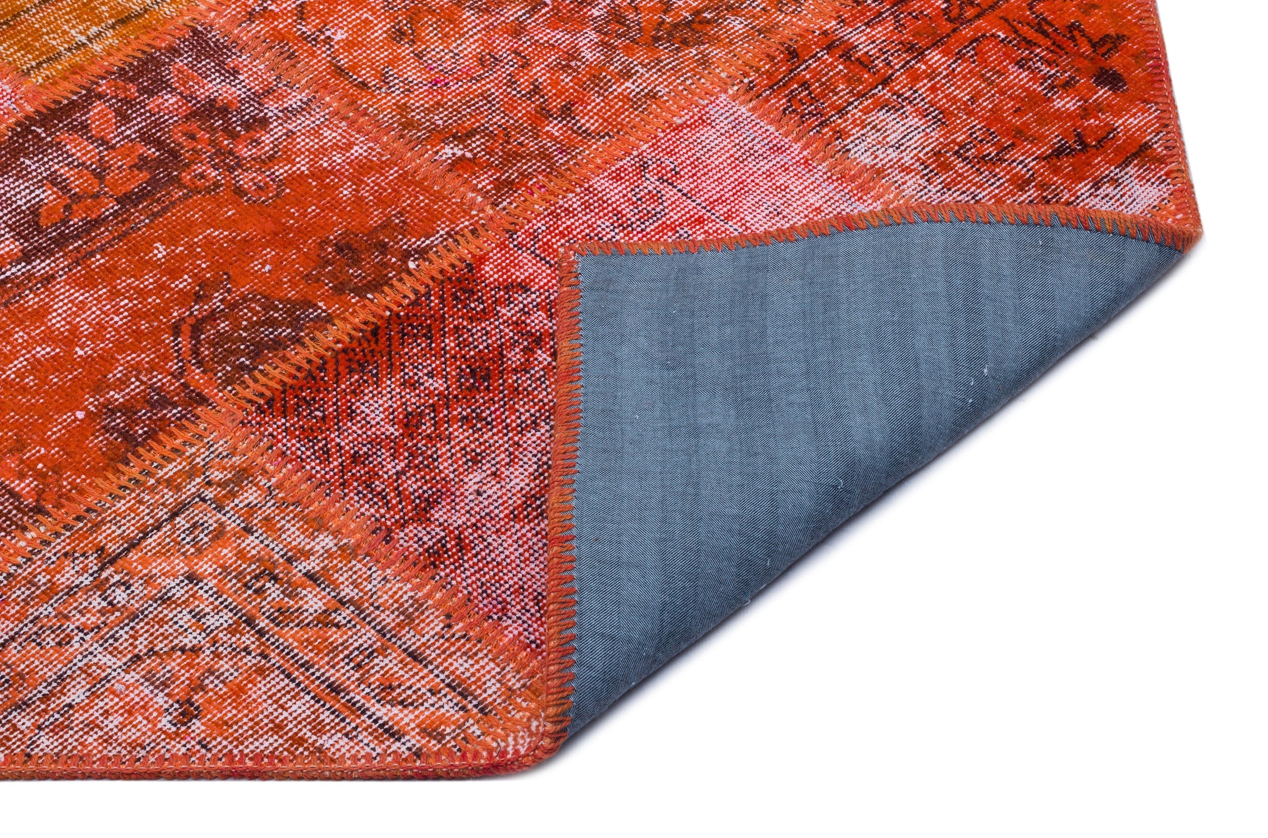 Iskece 26666 Red Patchwork Wool Handmade Area Rug 3'11" x 5'11"