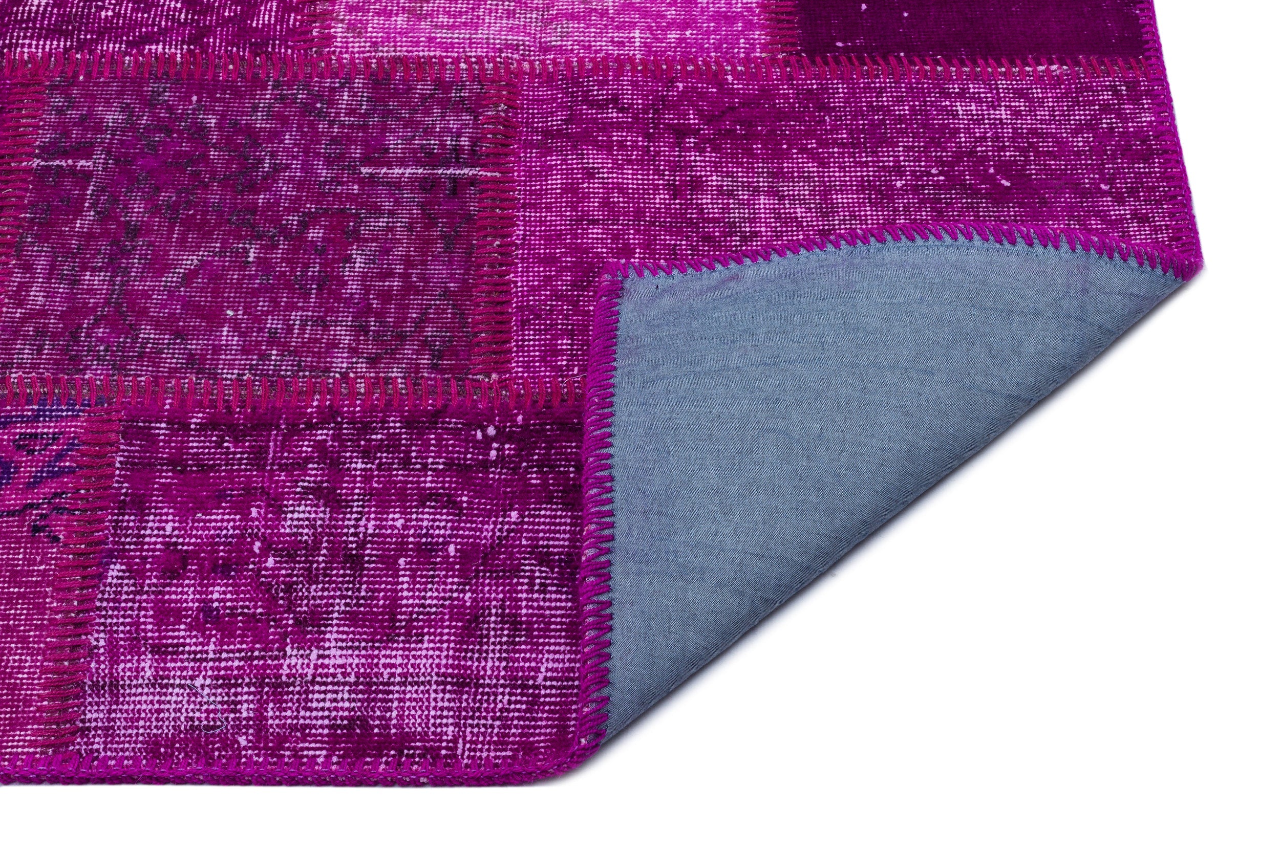 Iskece 26677 Pink Patchwork Wool Handmade Area Rug 3'11" x 5'11"