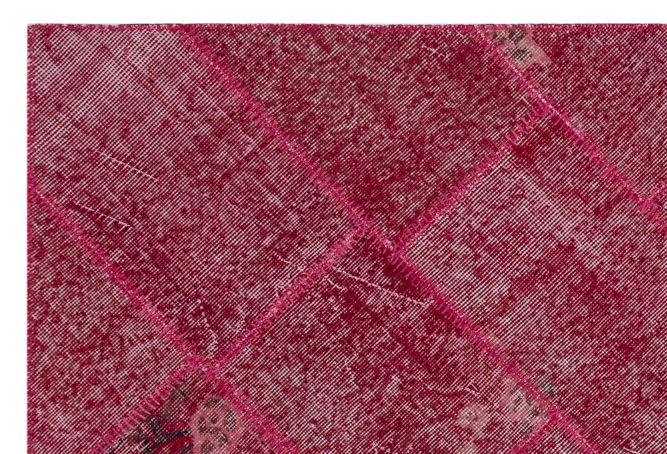 Iskece 26684 Red Patchwork Wool Handmade Area Rug 3'11" x 5'11"