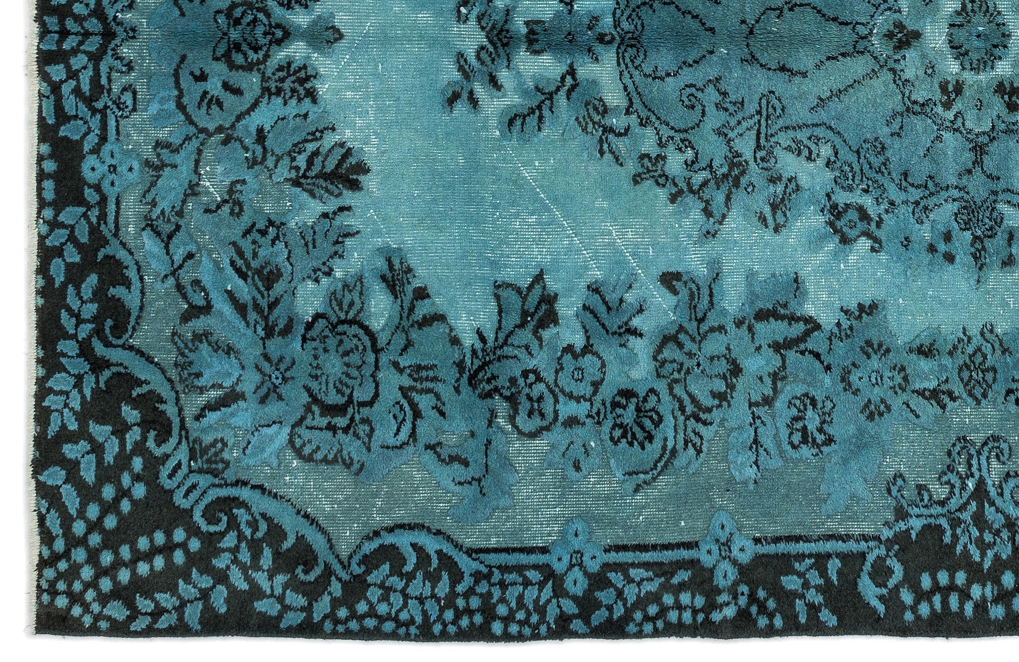 Purplea Turquoise Vintage Wool Handmade Area Rug 5'8" x 9'0"