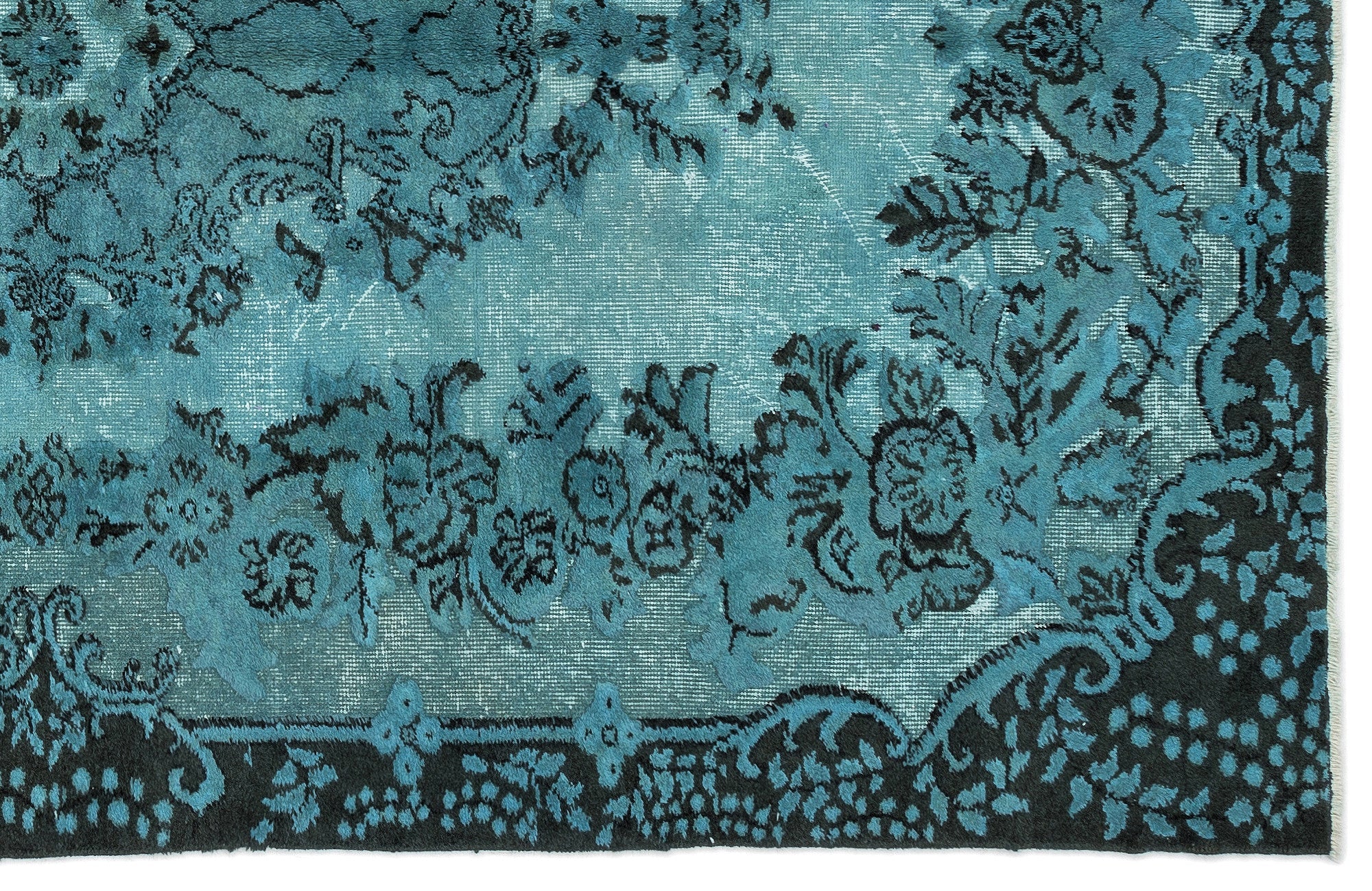 Purplea Turquoise Vintage Wool Handmade Area Rug 5'8" x 9'0"