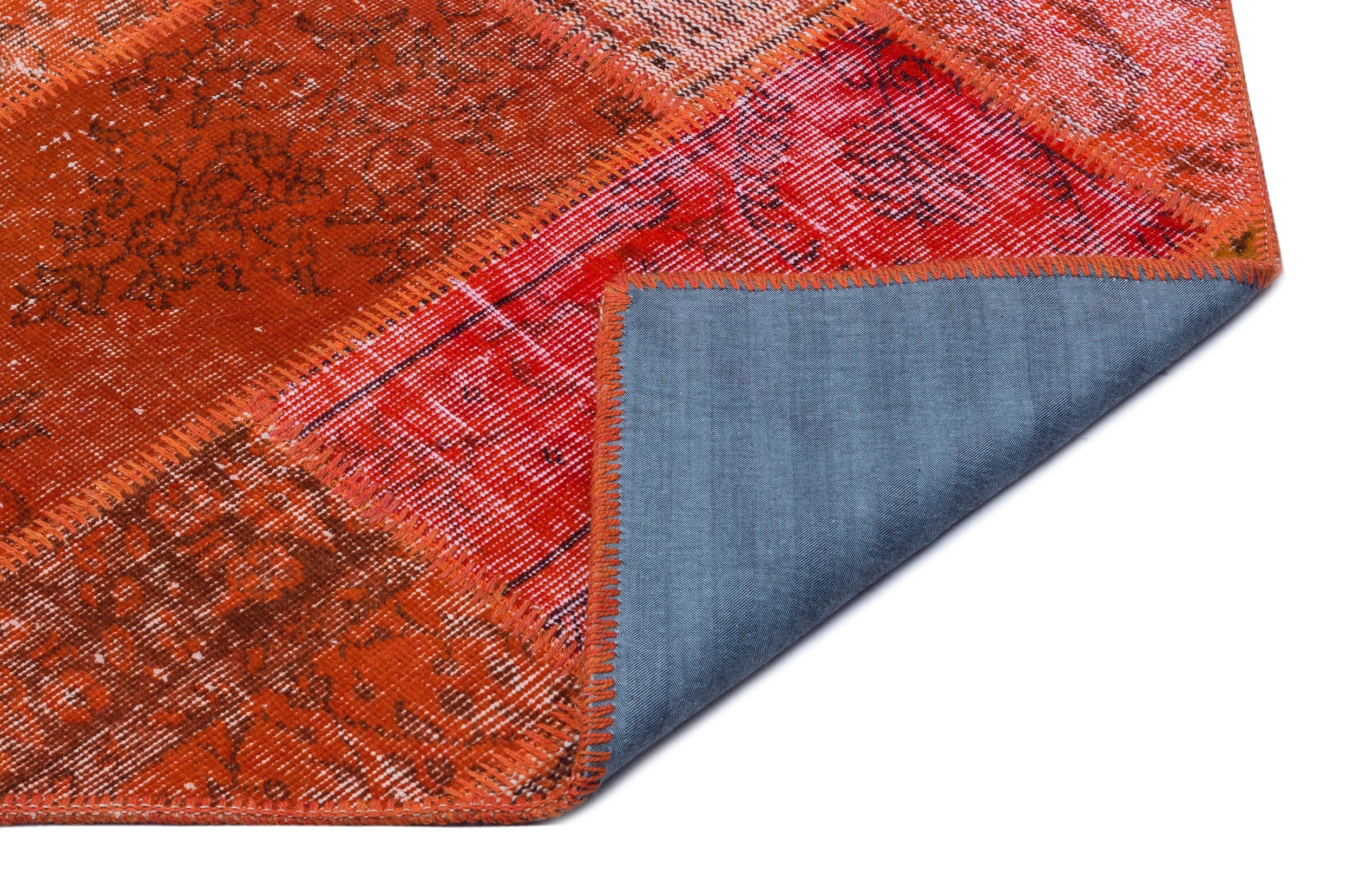 Iskece 26707 Red Patchwork Wool Handmade Area Rug 3'11" x 5'11"