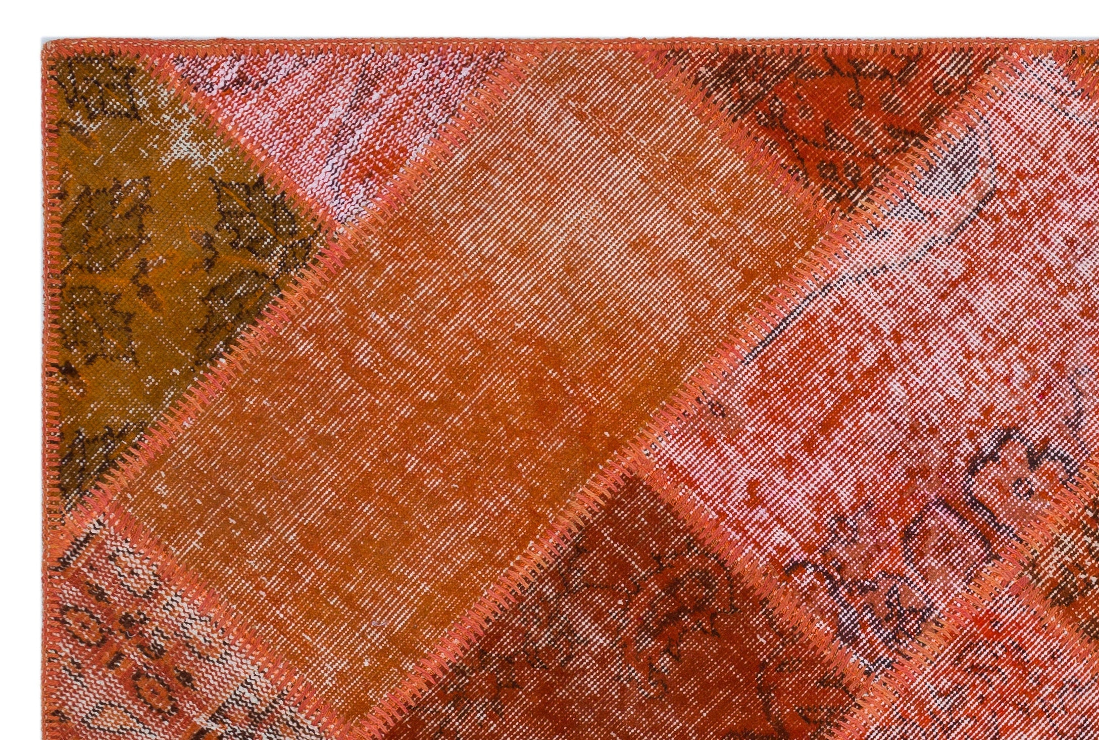 Iskece 26707 Red Patchwork Wool Handmade Area Rug 3'11" x 5'11"