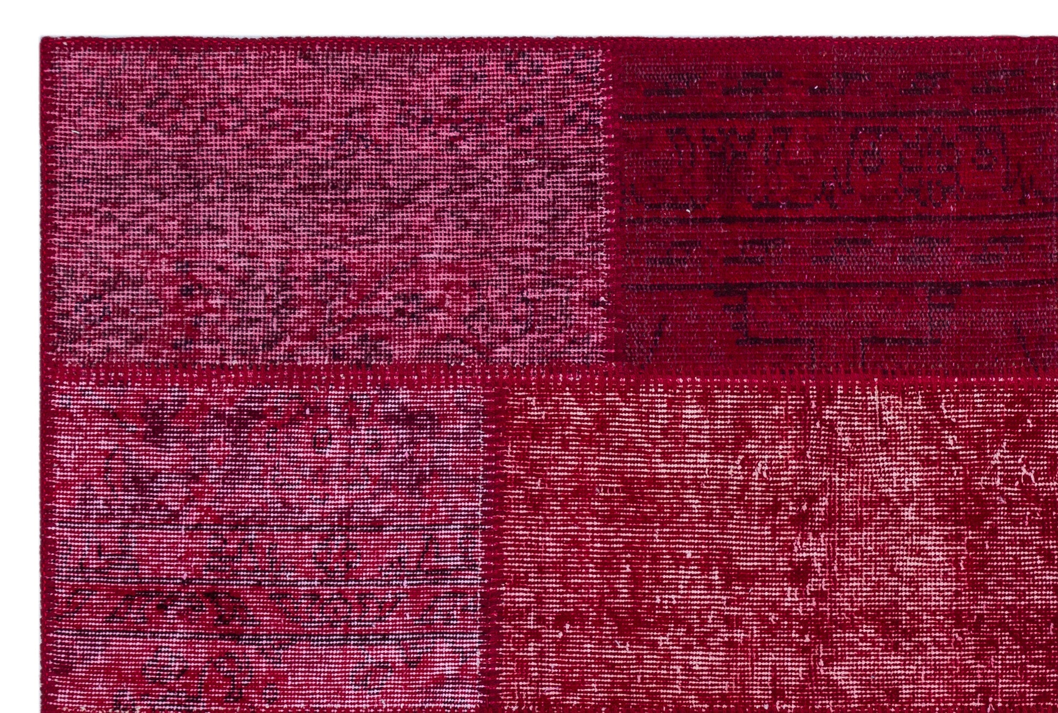 Iskece 26728 Red Patchwork Wool Handmade Area Rug 3'11" x 5'11"