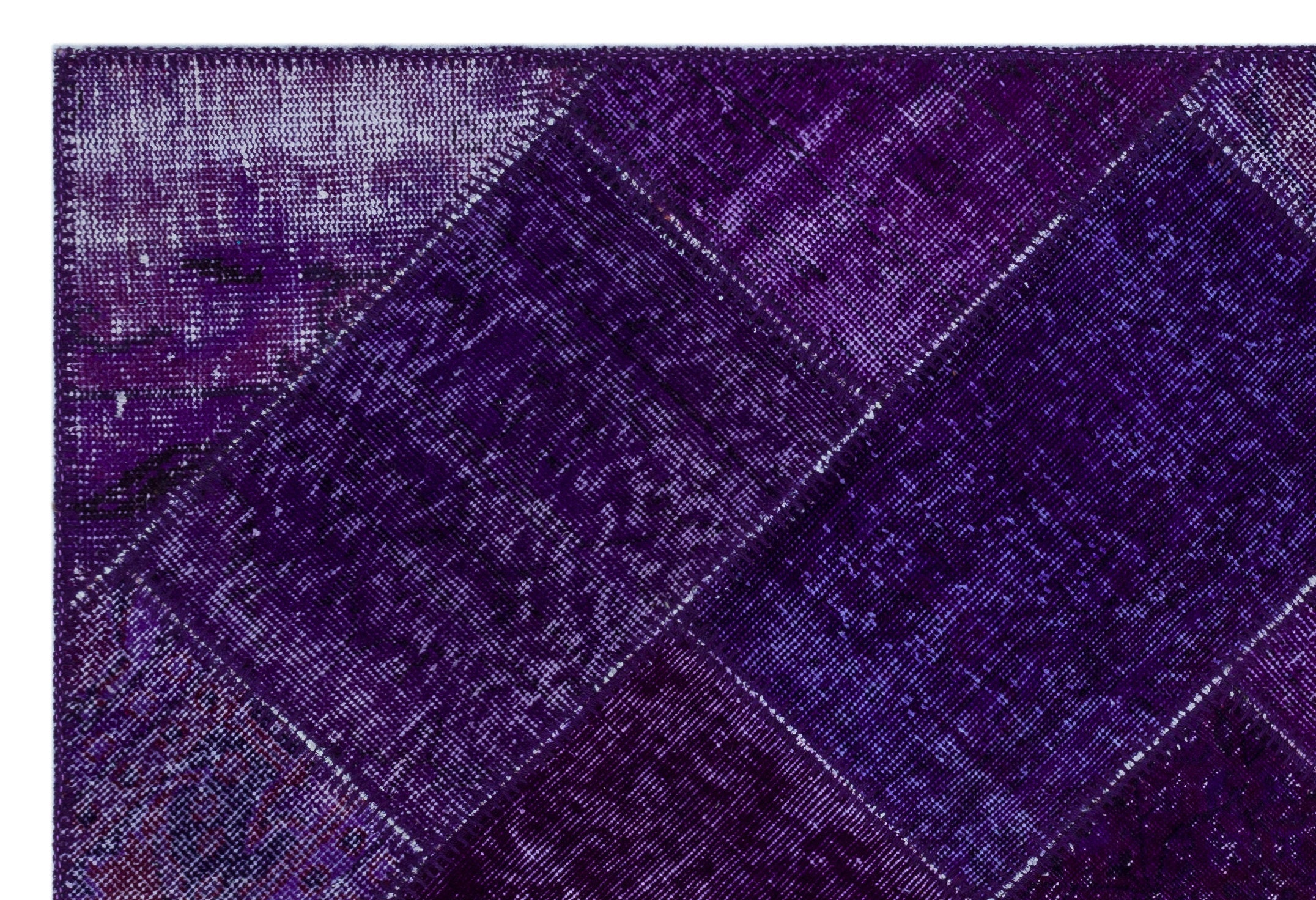 Iskece 26730 Purple Patchwork Wool Handmade Area Rug 3'11" x 5'11"