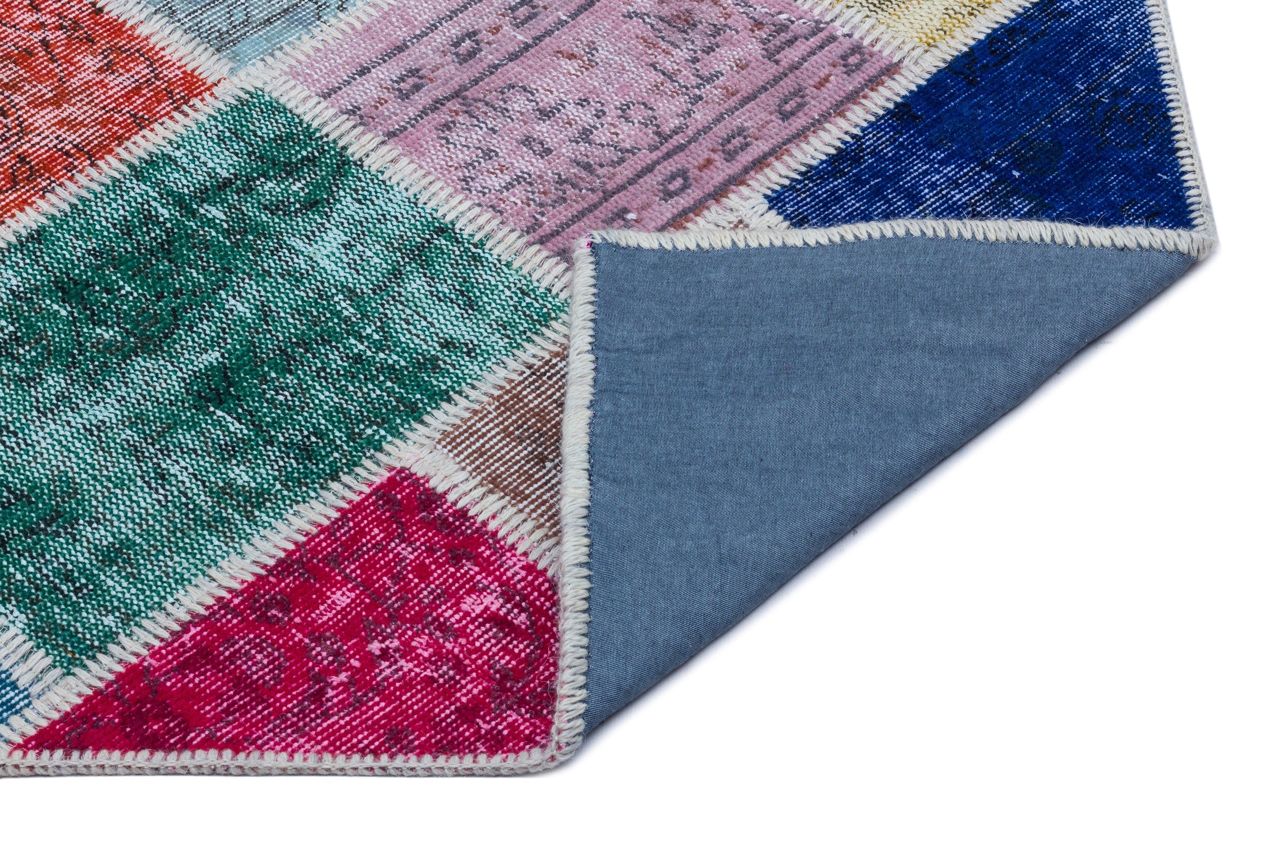Iskece 26733 Beige Patchwork Wool Handmade Area Rug 2'9" x 5'0"