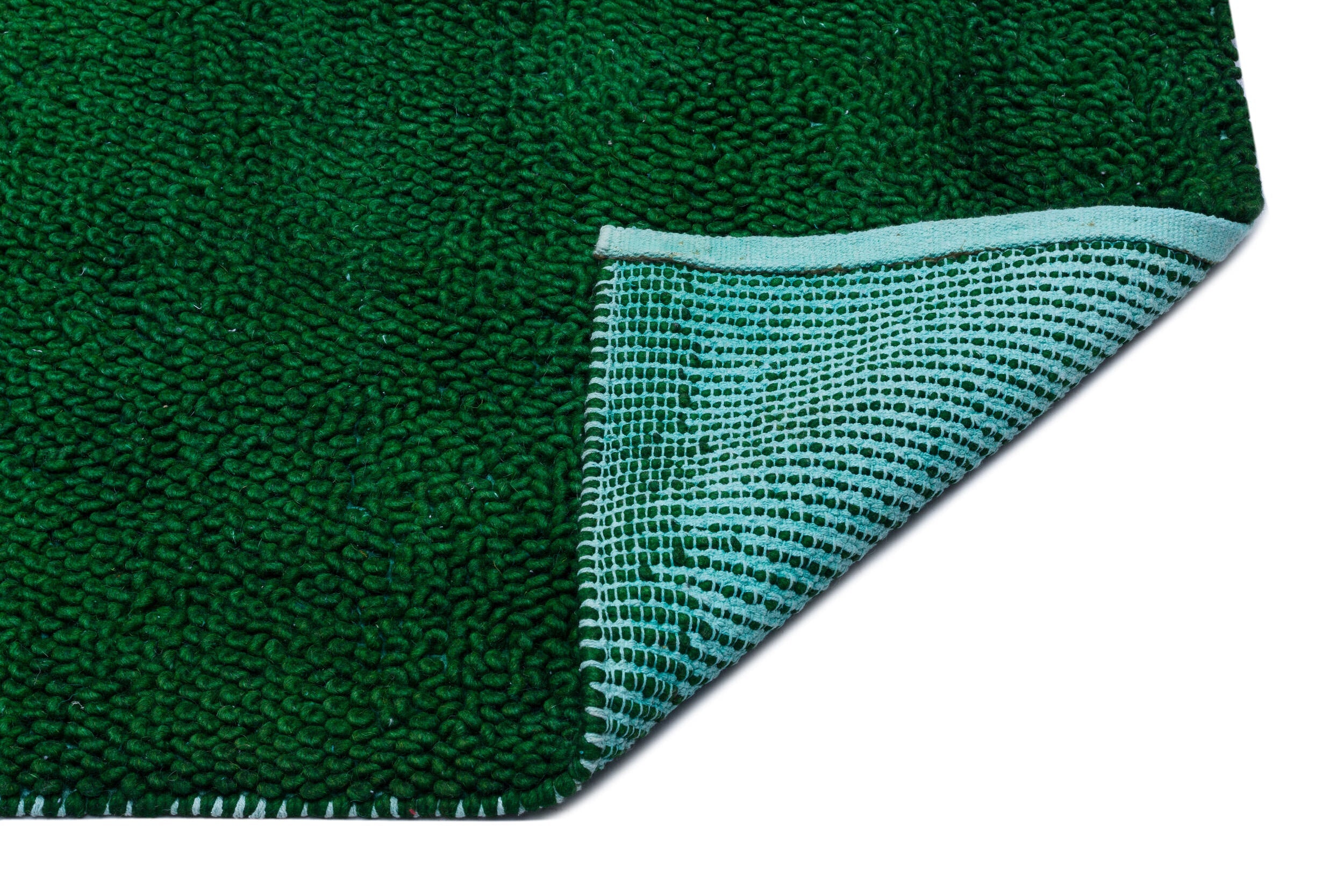 Girit Green Striped Wool Handmade Area Rug 4'5" x 6'1"