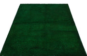 Girit Green Striped Wool Handmade Area Rug 4'5" x 6'1"