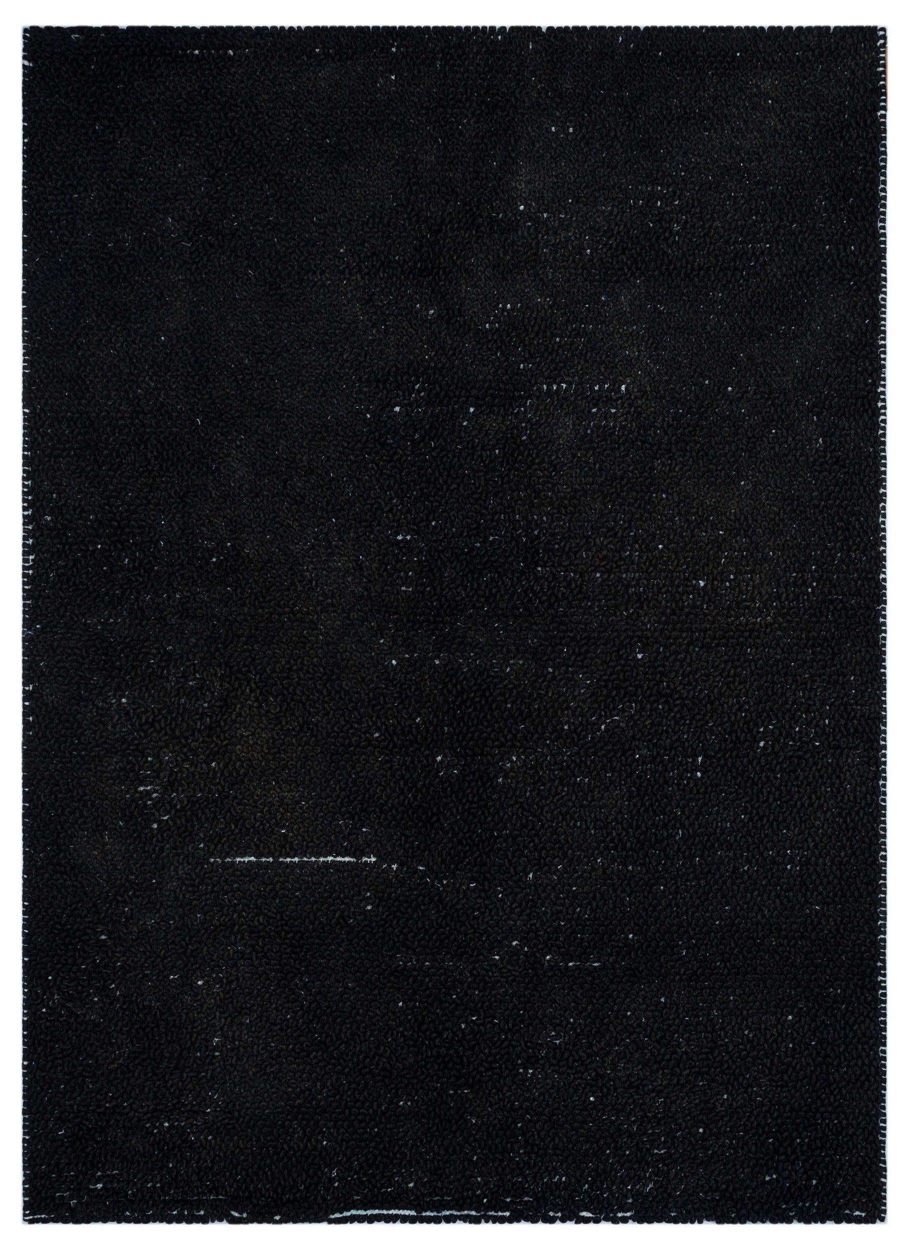 Girit Black Striped Wool Handmade Area Rug 4'5" x 6'1"