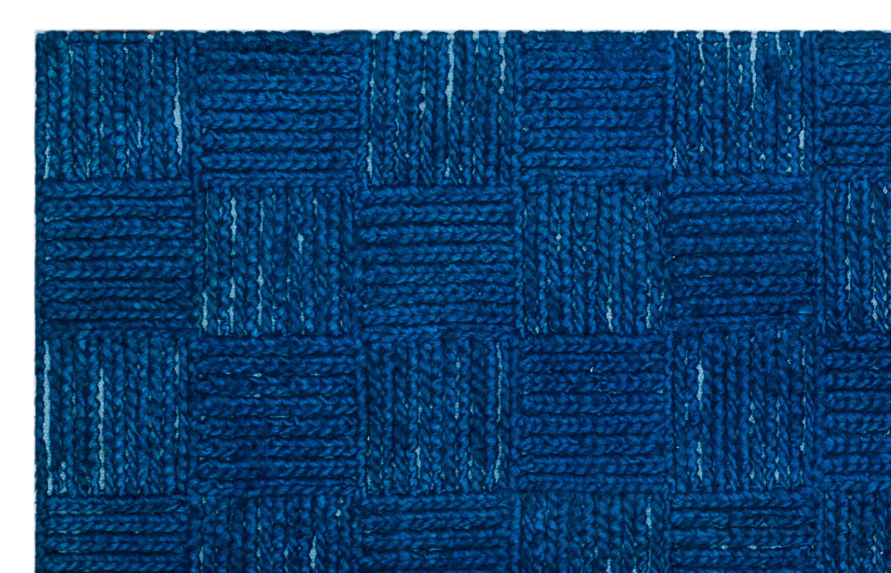 Girit Blue Striped Wool Handmade Area Rug 4'0" x 6'4"