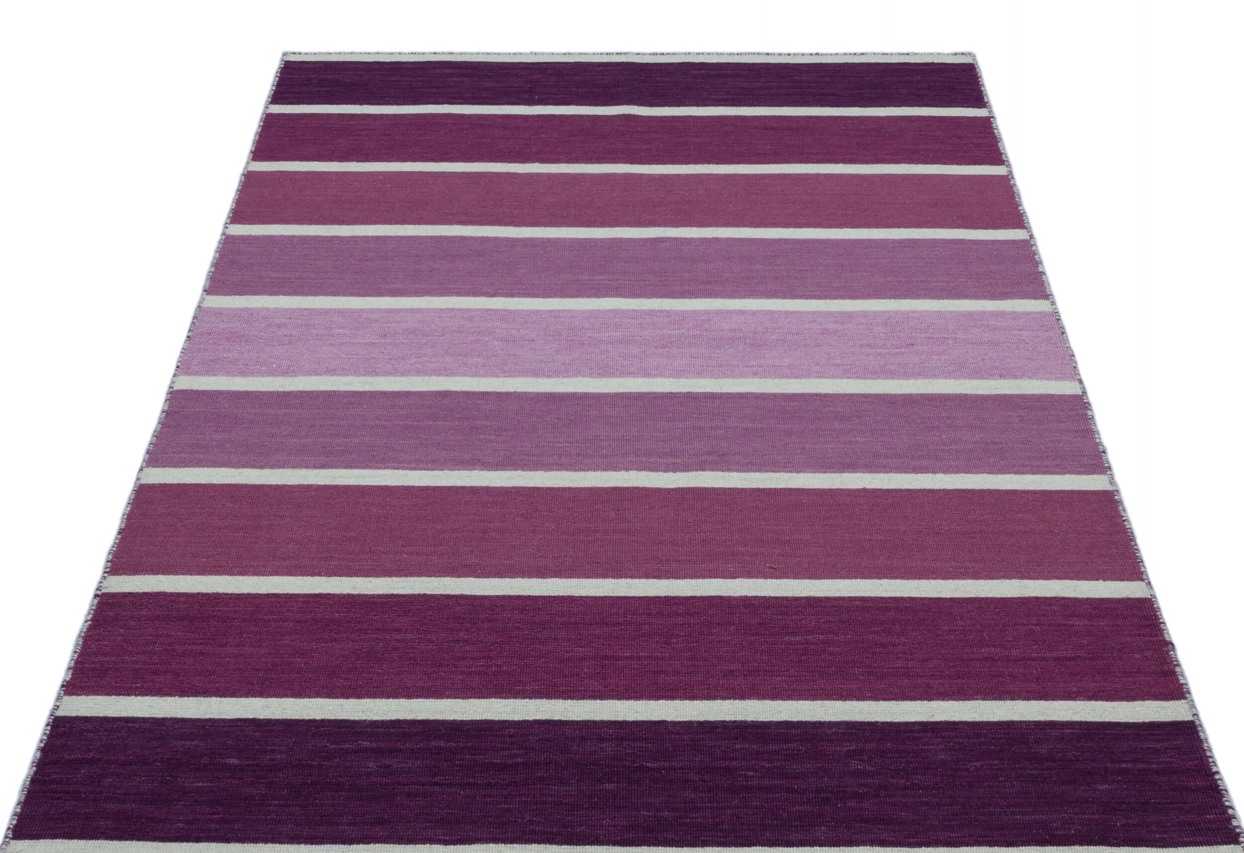 Girit 26752 Purple Striped Wool Handmade Area Rug 4'0" x 6'0"