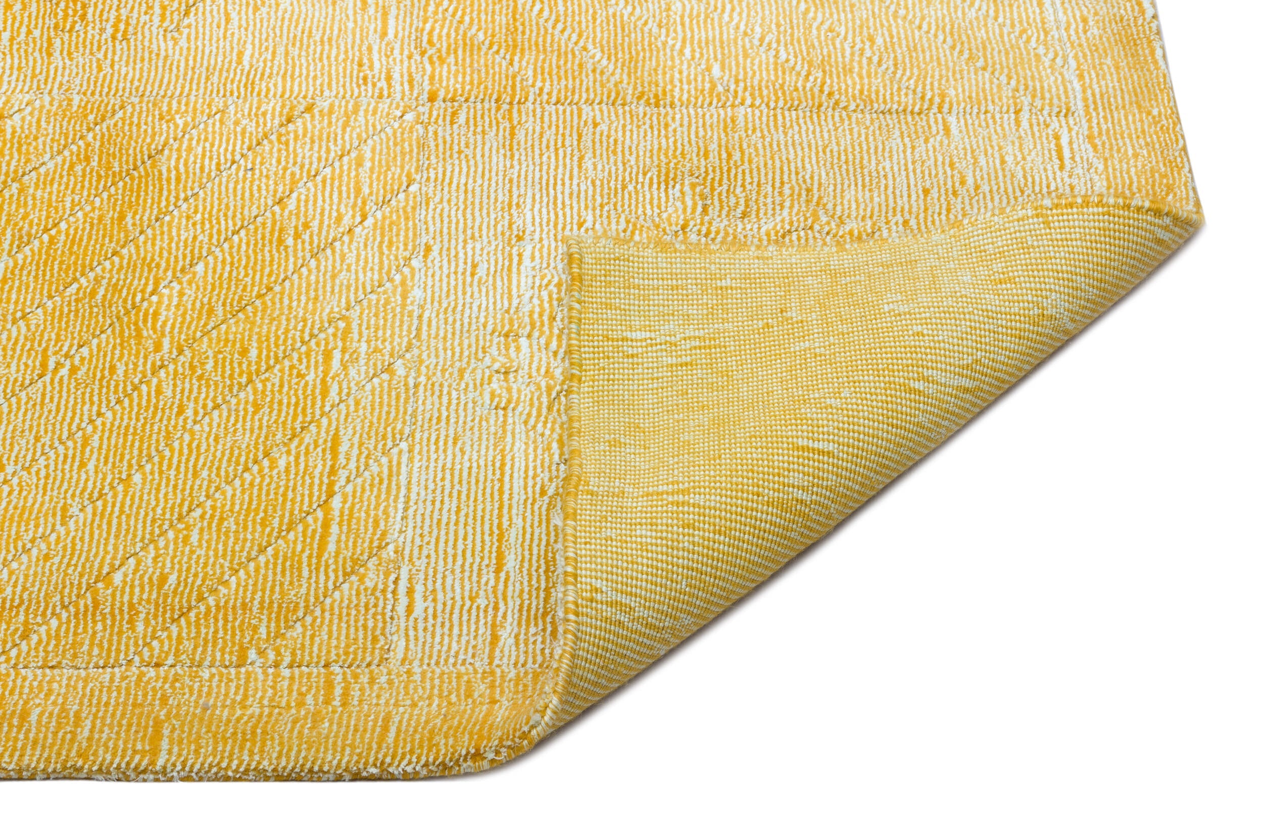 Girit Yellow Striped Wool Handmade Area Rug 5'3" x 7'5"