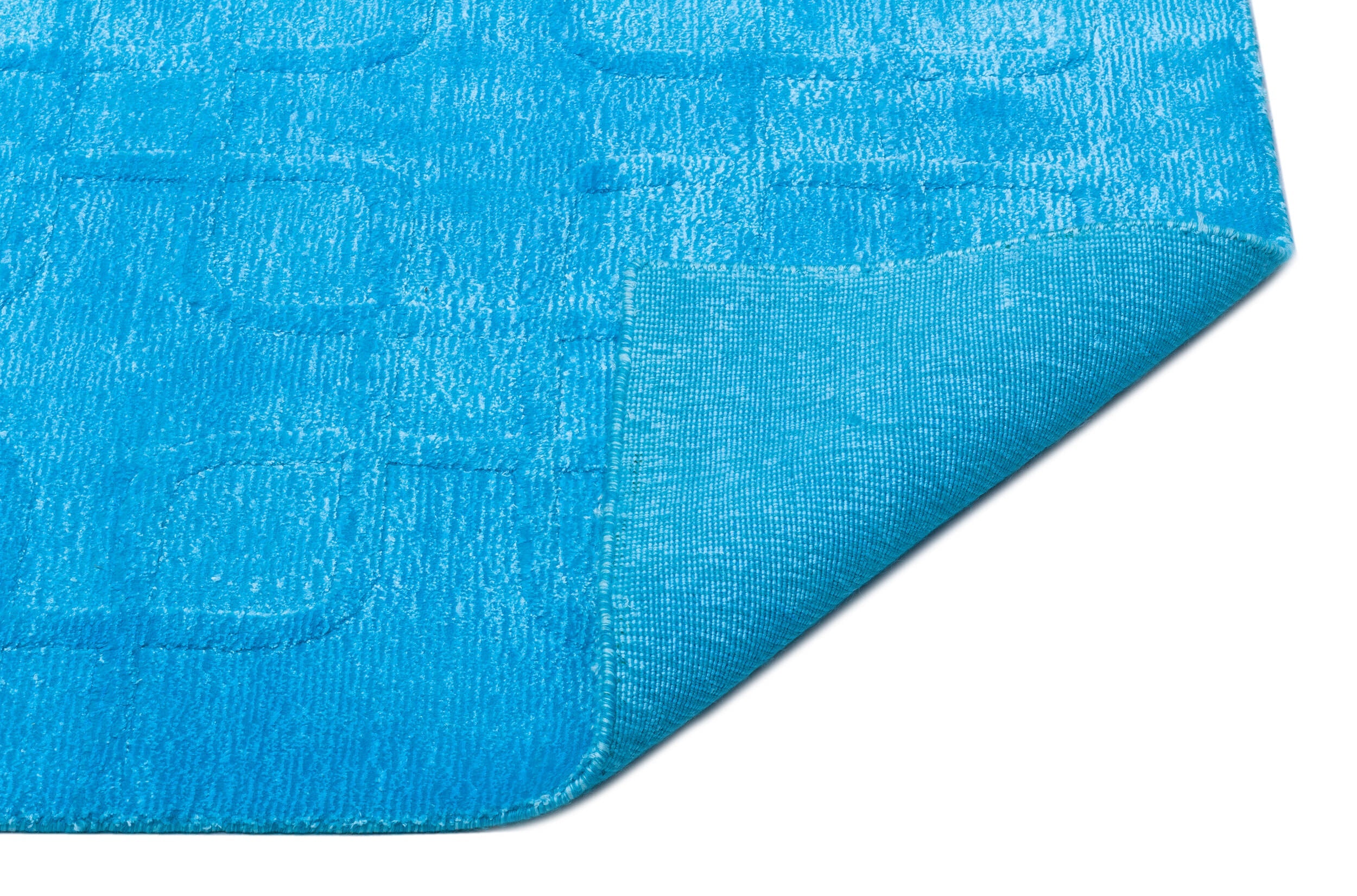 Girit Turquoise Striped Wool Handmade Area Rug 5'3" x 7'5"