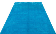 Girit Turquoise Striped Wool Handmade Area Rug 5'3" x 7'5"