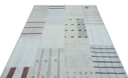 Teselya Beige Striped Wool Handmade Area Rug 5'3" x 7'3"