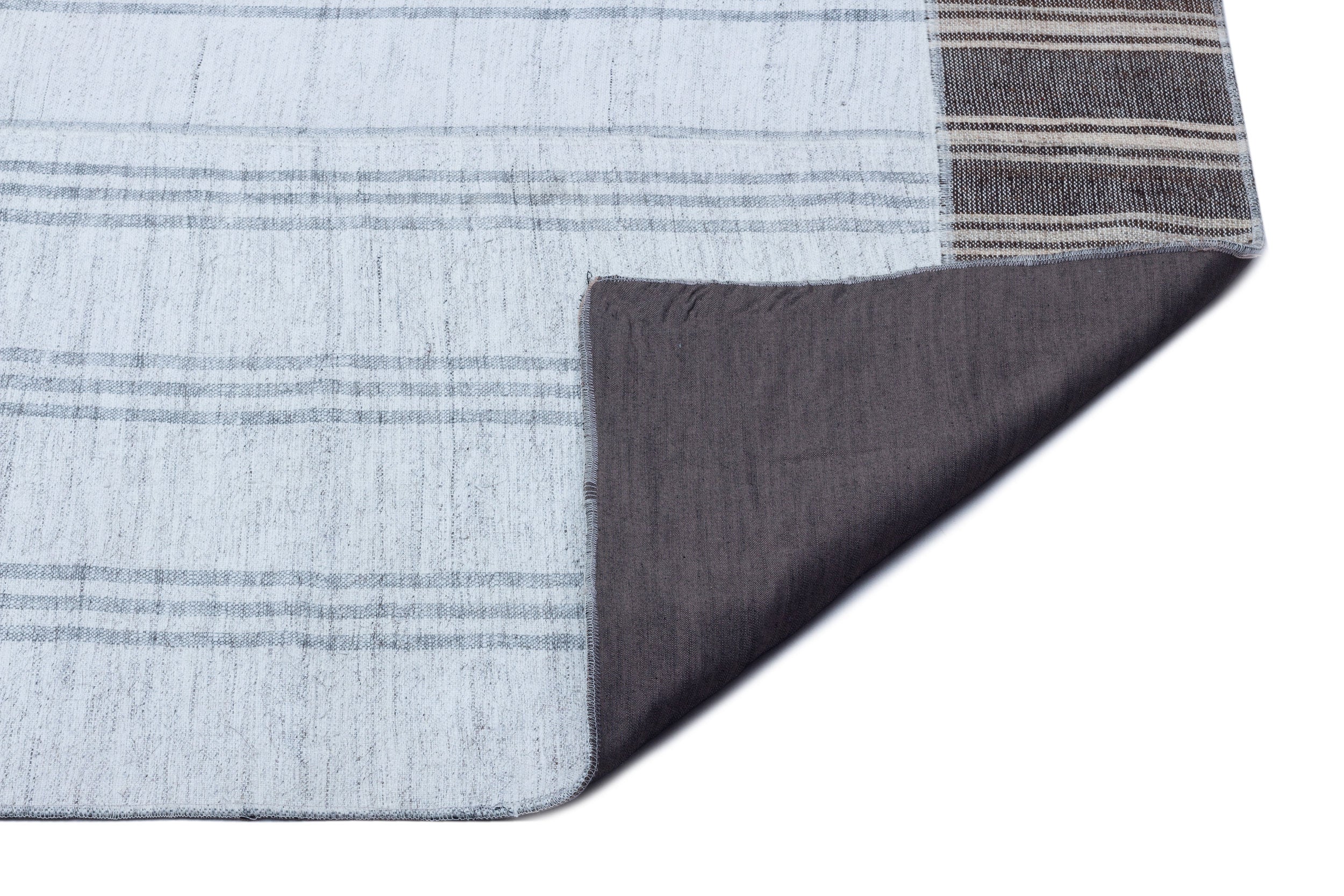 Teselya Beige Patchwork Wool Handmade Area Rug 5'4" x 7'7"