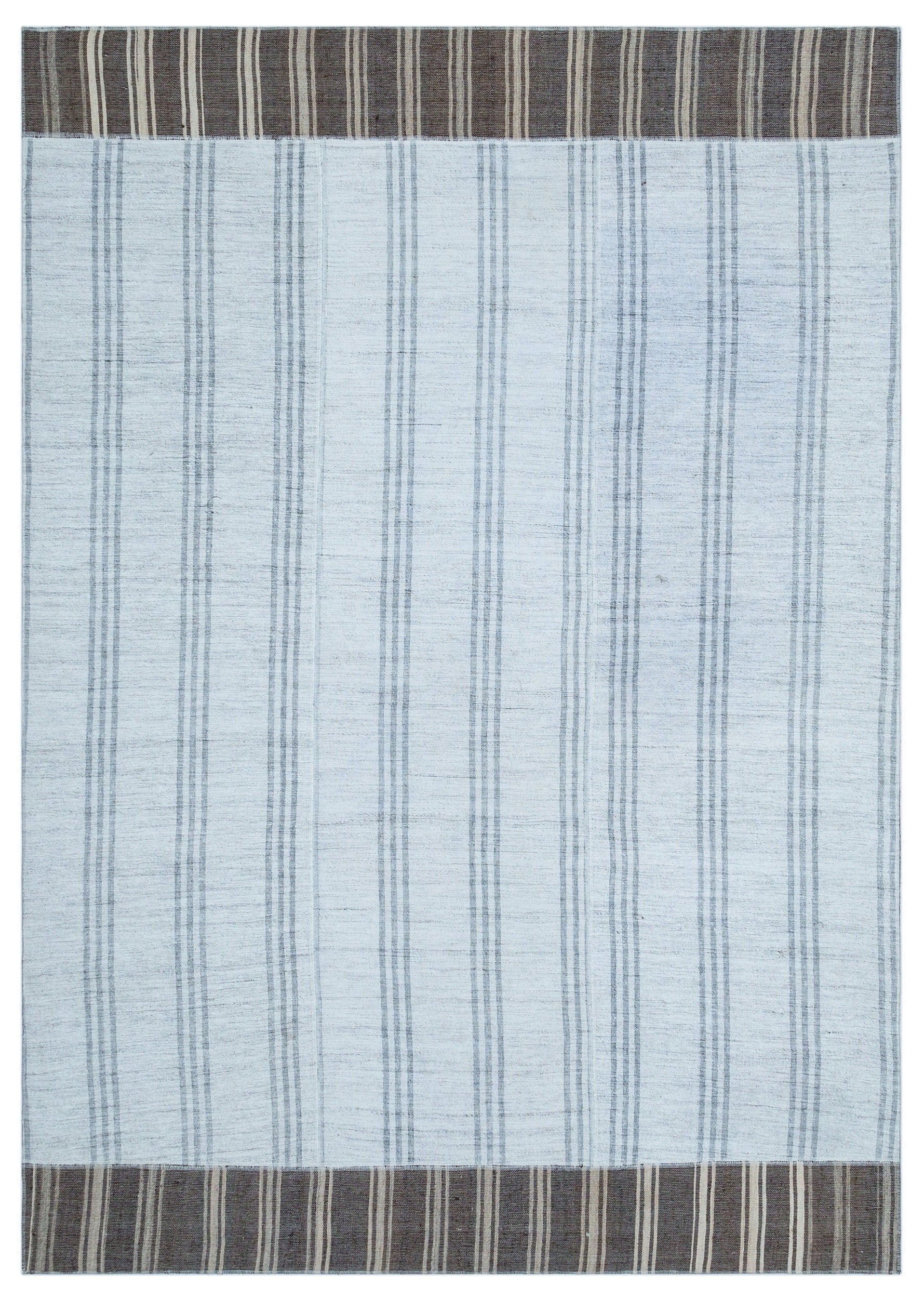 Teselya Beige Patchwork Wool Handmade Area Rug 5'4" x 7'7"