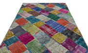 Iskece 26791 Beige Patchwork Wool Handmade Area Rug 6'4" x 9'5"