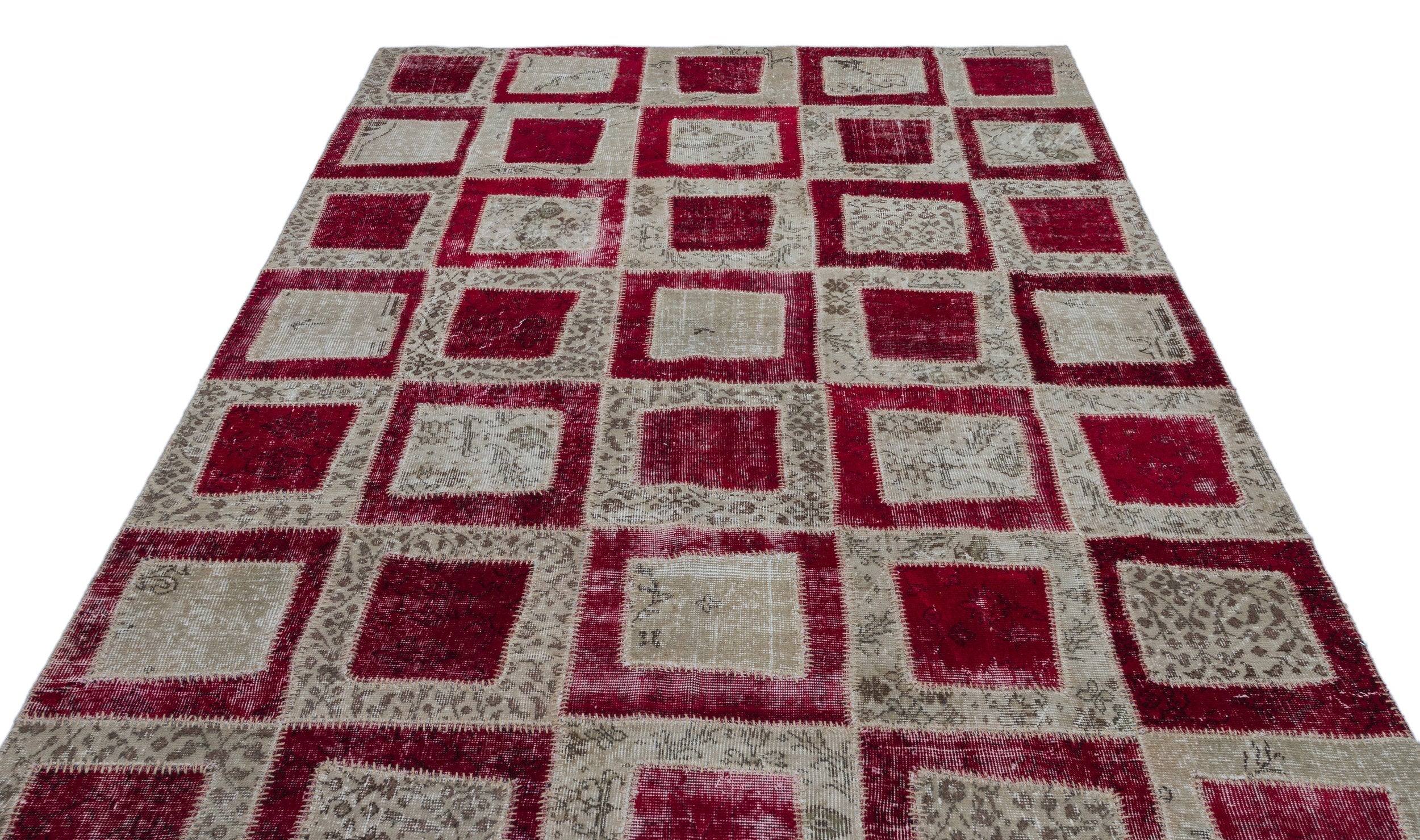 Iskece Red Vintage Wool Handmade Area Rug 6'2" x 9'5"