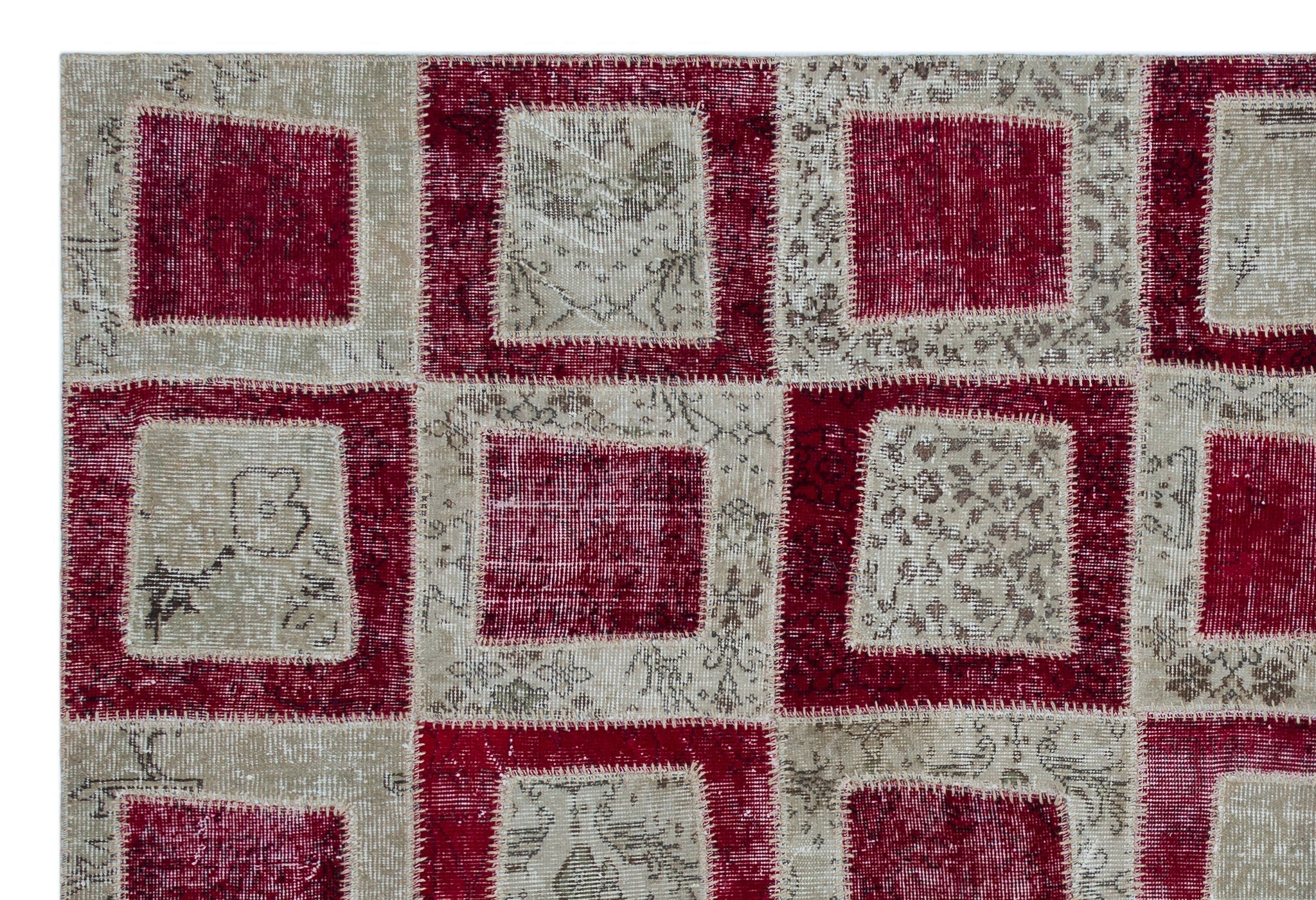 Iskece Red Vintage Wool Handmade Area Rug 6'2" x 9'5"