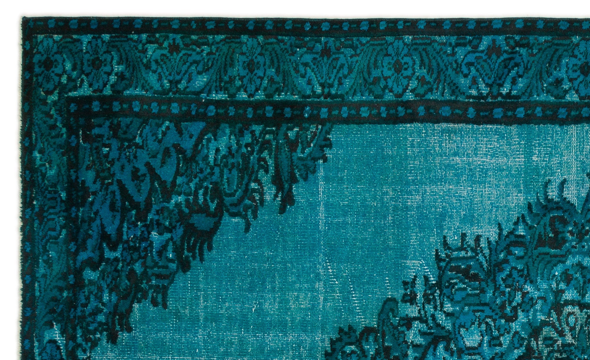 Purplea Turquoise Vintage Wool Handmade Area Rug 5'10" x 9'5"
