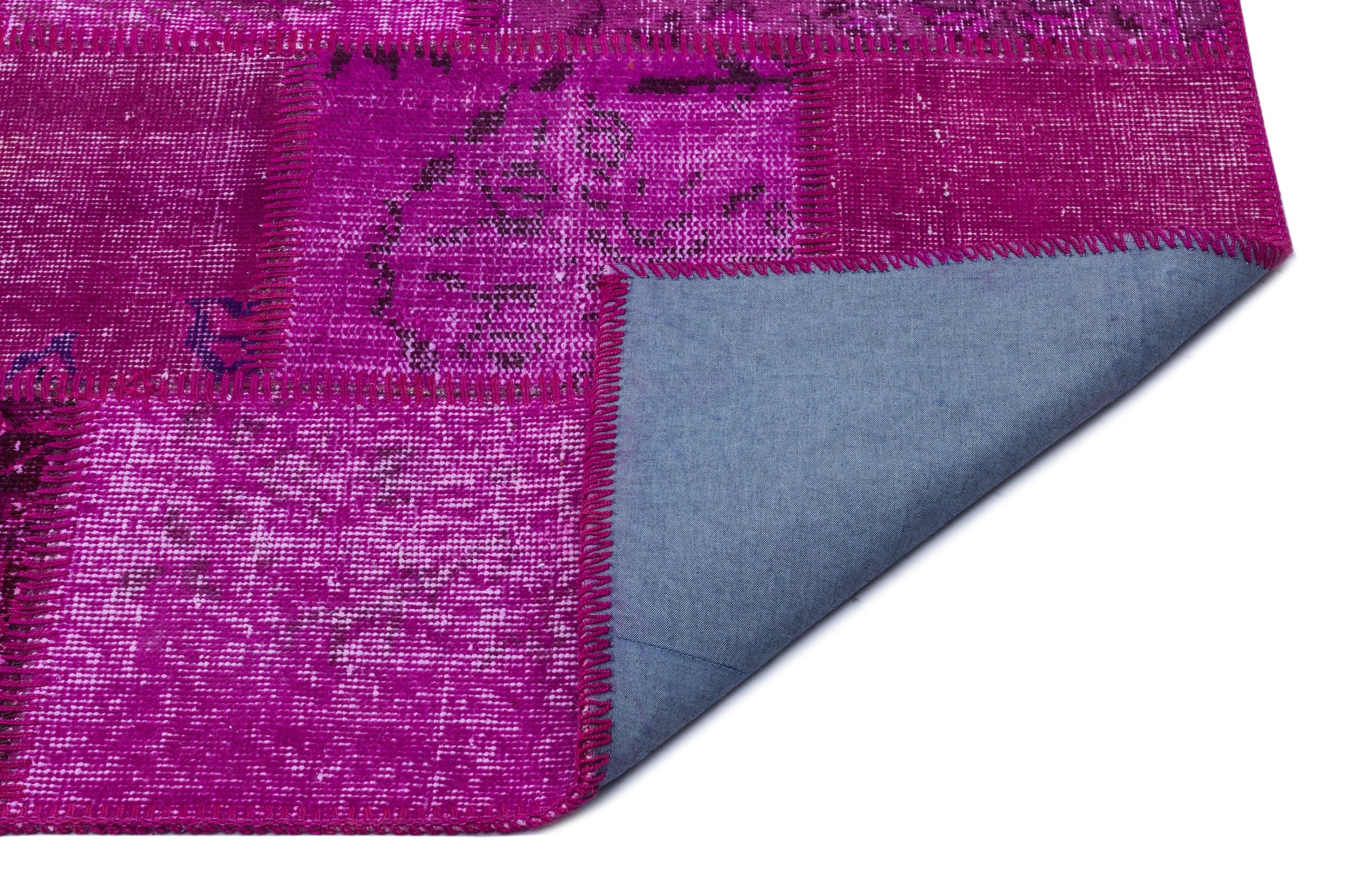 Iskece 26826 Pink Patchwork Wool Handmade Area Rug 3'11" x 5'11"