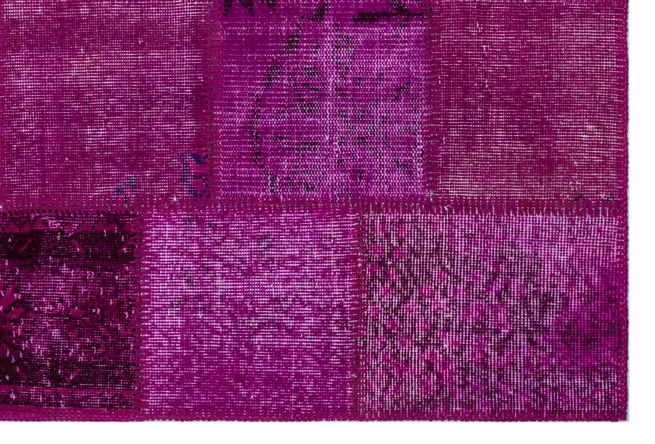 Iskece 26826 Pink Patchwork Wool Handmade Area Rug 3'11" x 5'11"